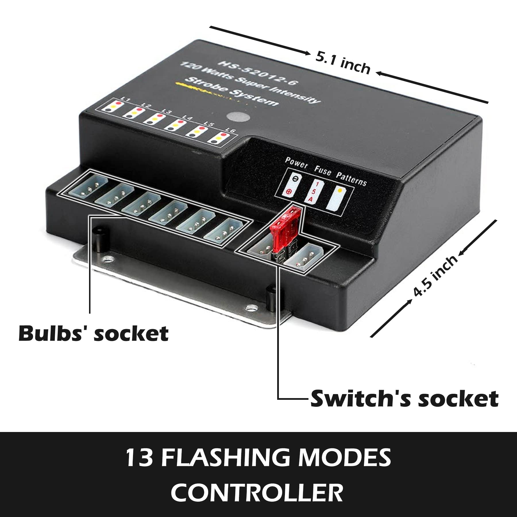 6 HID Bulbs Hideaway Strobe Lights Kit with 13 Flashing Modes & Memory Recall - 16ft Power Cord & Controller - Emergency Vehicle Strobe Lights for Trucks, Cars, Police, Construction (White) - Perfect for Roadside Emergencies, Security Alerts & Warning Signals