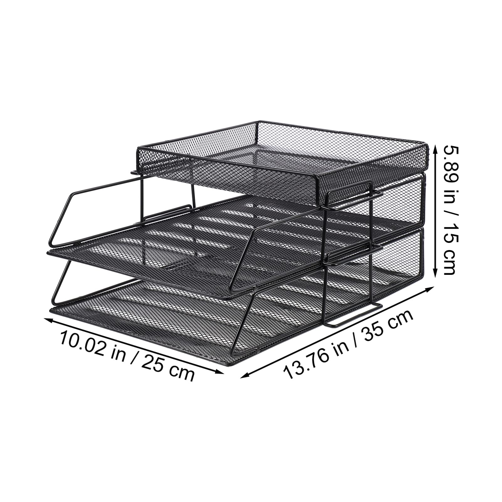 NUOBESTY 3-Tier Mesh Desk Organizer - Black Vertical Stackable File Tray for Documents, Letters & Office Supplies | Perfect for Home Office, School & Workspace Organization
