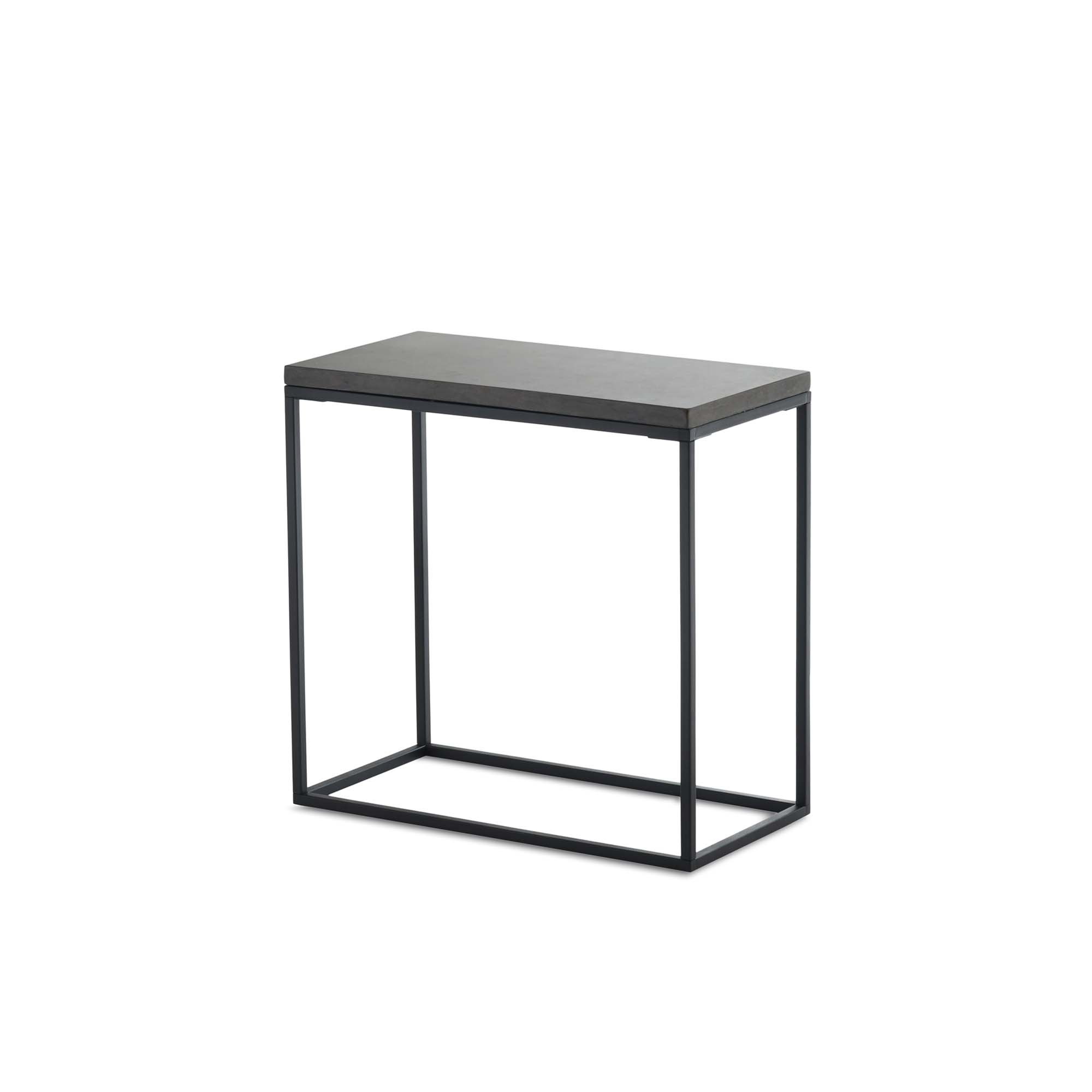 Pietra Rectangle Side Table - Modern Cement & Metal Accent End Table in Black | Perfect for Living Room, Bedroom, or Office Decor
