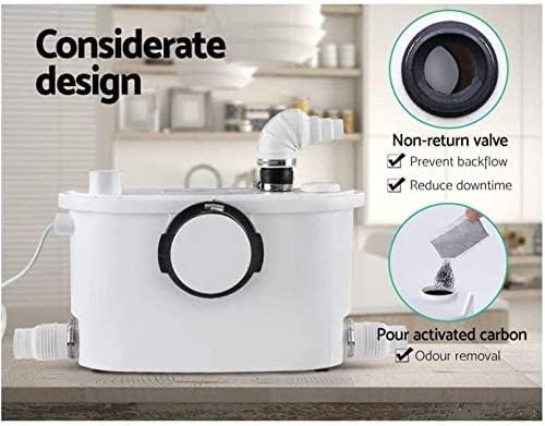Upflush Macerator Pump with 4 Water Inlets - Stainless Steel Blade Sewage Pump for Toilet, Sink, Bathtub & Laundry | Perfect for Basement, RV & Tiny Home Plumbing Solutions