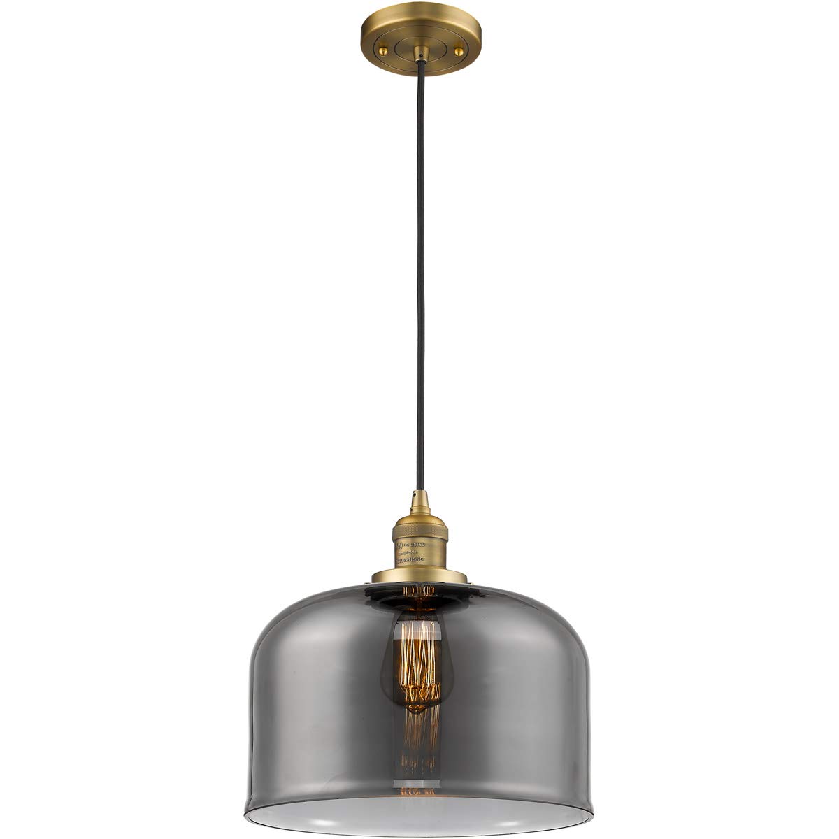 Vintage Dimmable LED Mini Pendant Light - Brushed Brass Finish, 1-Light Hanging Fixture for Kitchen Island, Dining Room & Bar Counter Lighting