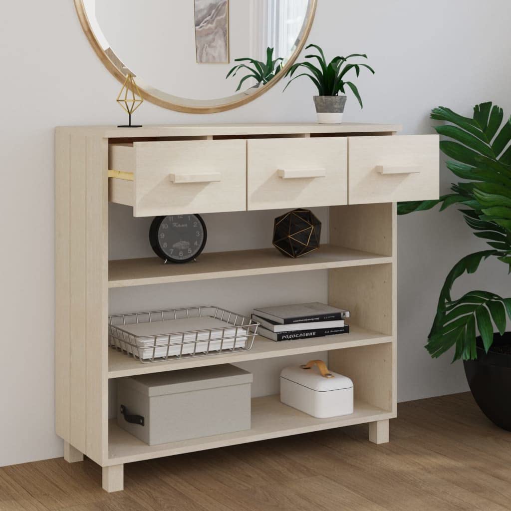 CHARMMA Solid Pine Console Table with 3 Drawers & Shelves - Entryway Shoe Storage for Hallway, 35.4