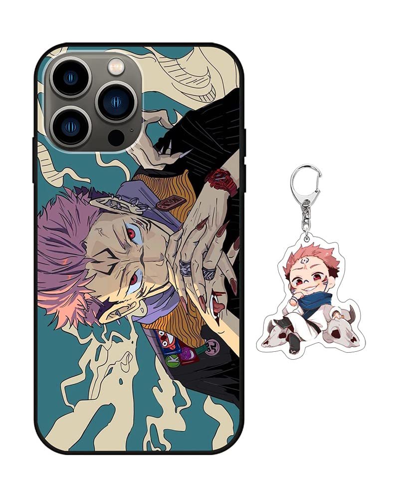 Japanese Anime iPhone 13 Pro Max Case with Keychain - 6.7 Inch Shockproof Soft Silicone Cover Featuring Classic Anime Characters | Perfect Gift for Anime Fans, Boys & Girls | Great for School, Work & Travel Protection
