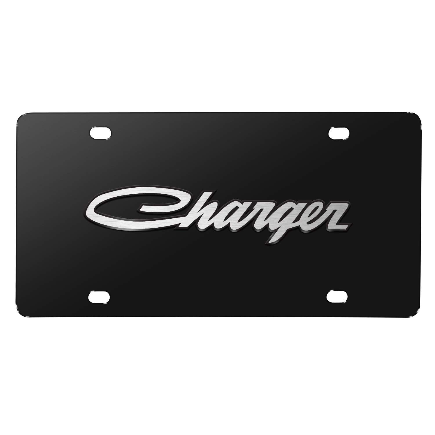Dodge Charger Classic 3D Logo Black Stainless Steel License Plate - Perfect for Car Enthusiasts & Custom Vehicle Upgrades