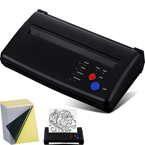 Professional Tattoo Transfer Stencil Machine with 30 A4 Thermal Transfer Papers - Portable Tattoo Printer for Artists - Perfect for Tattoo Studios, Home Practice & Professional Tattoo Supplies (Black)