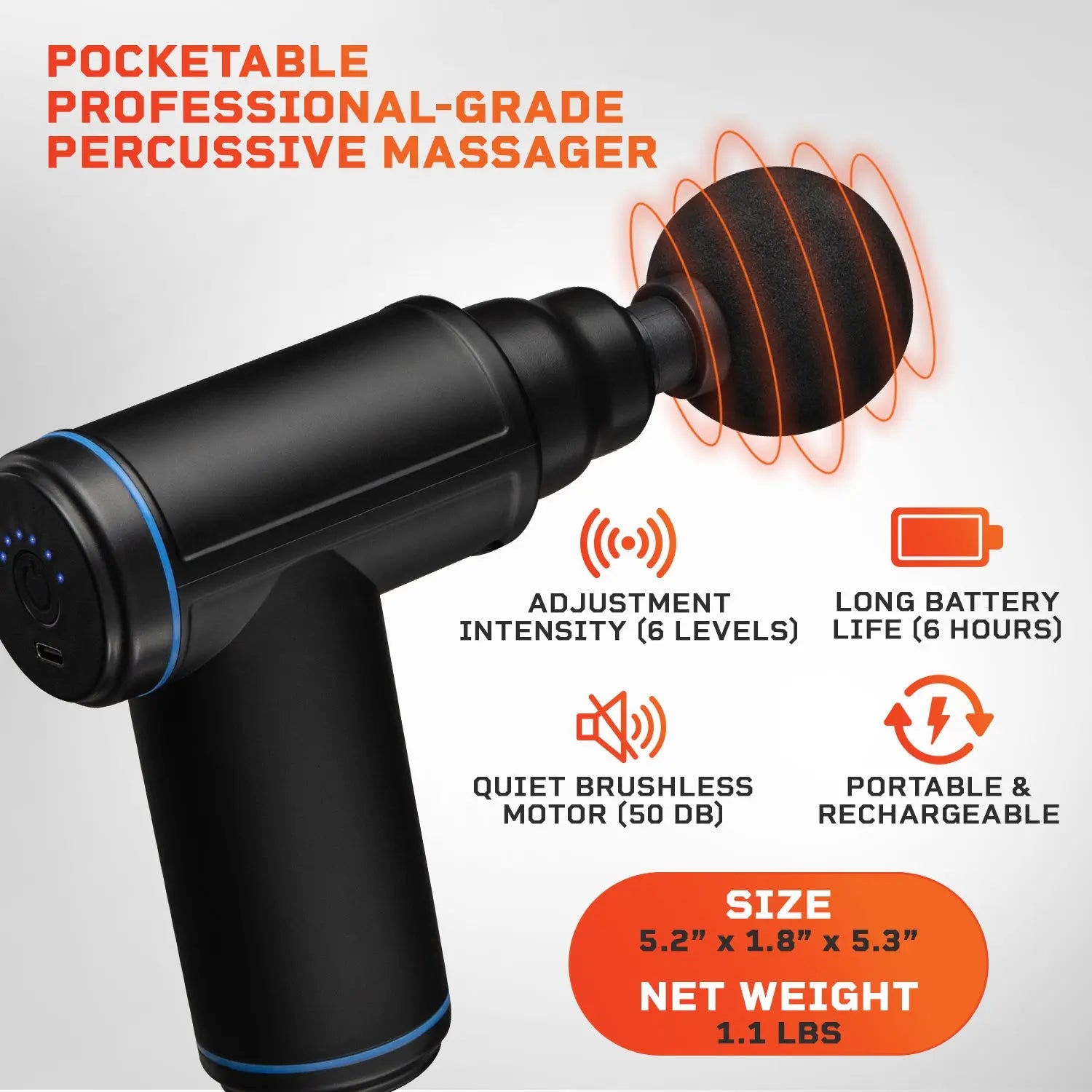 Sonic Lite Mini Massage Gun - Portable Deep Tissue Muscle Massager for Pain Relief & Recovery - Perfect for Athletes, Gym, Office & Home Use