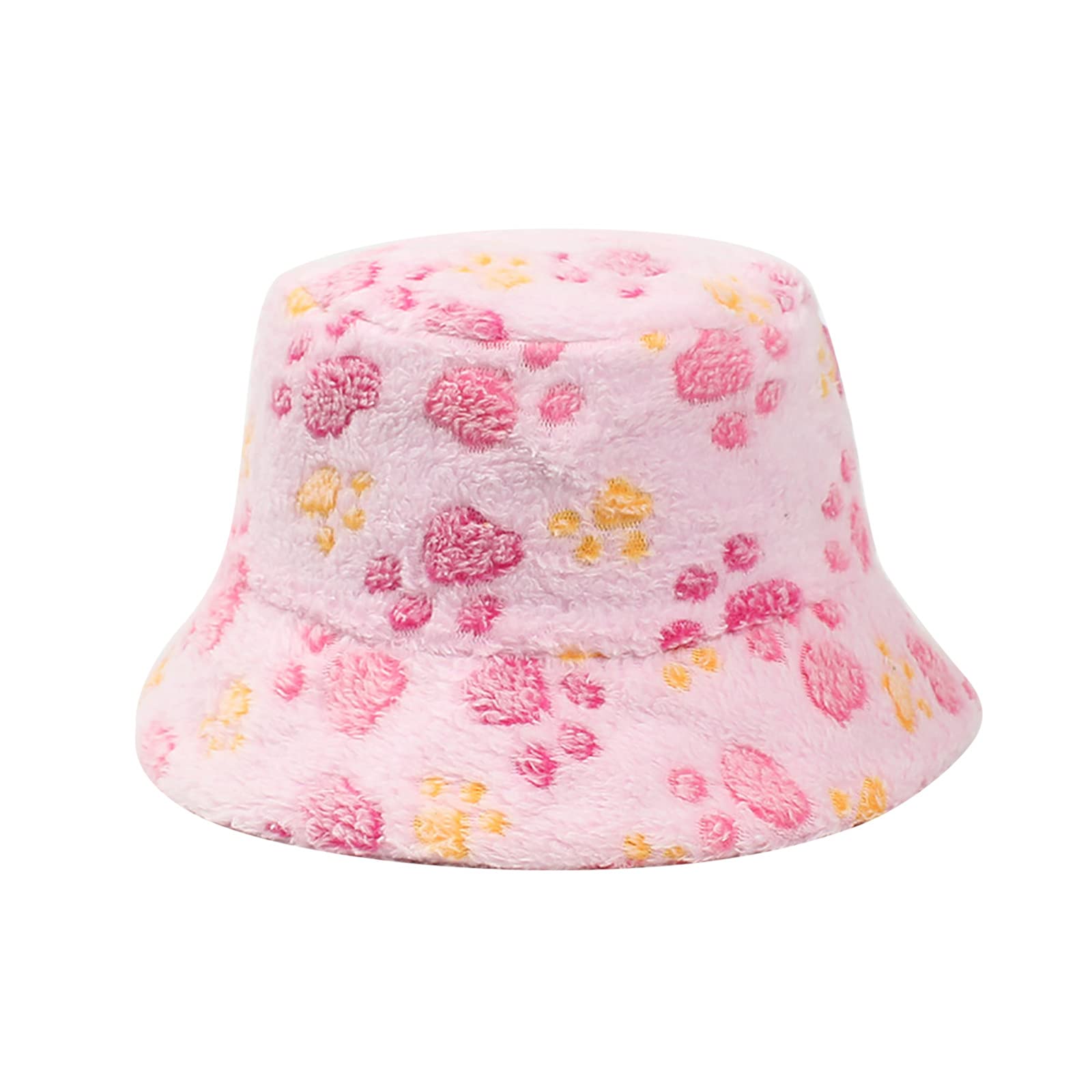 Women's Fashion Bucket Hat - Soft Plush Paw Print Design, Wool Blend Fisherman Sun Hat for Outdoor Activities, Beach, Travel & Summer Protection