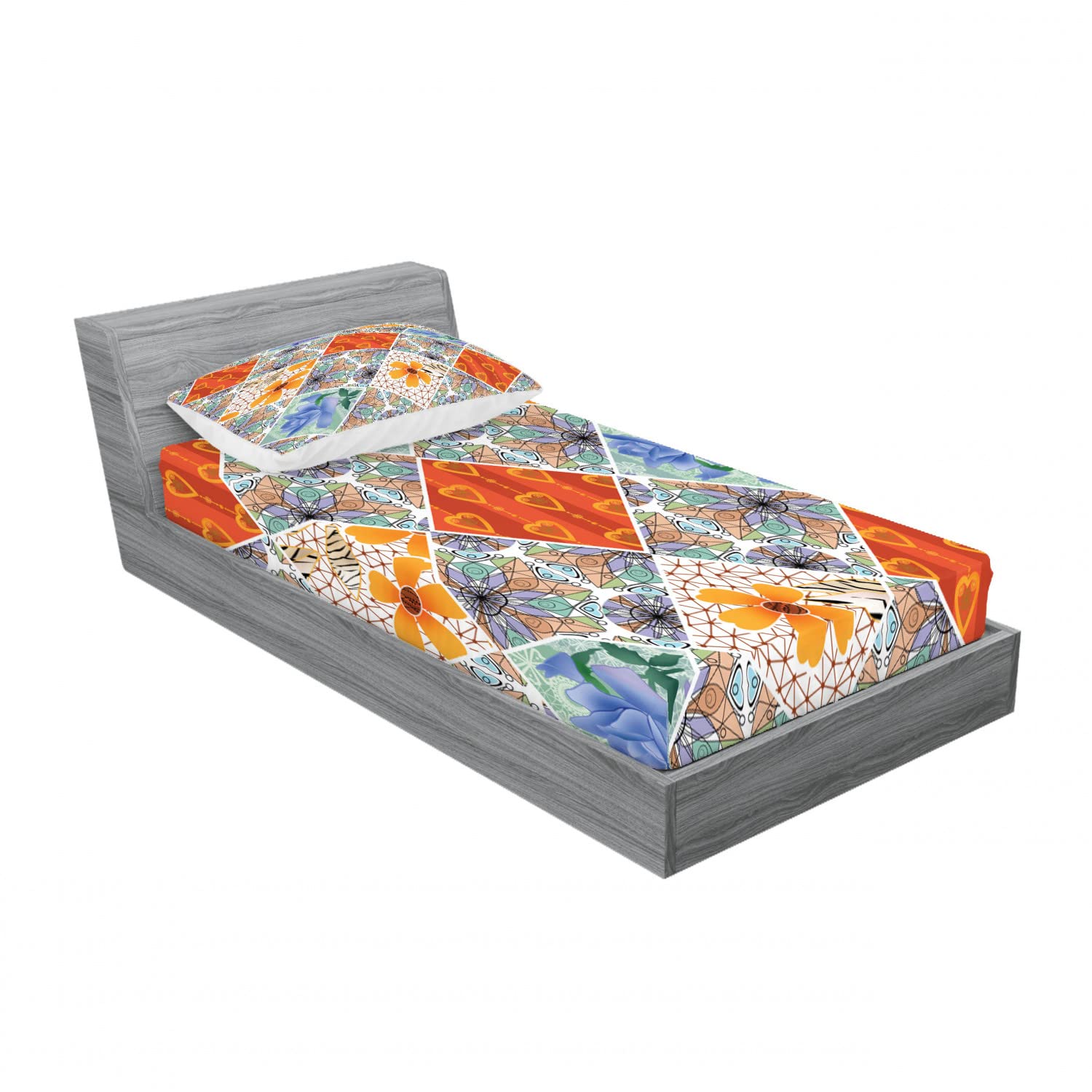 Ambesonne Floral 2-Piece Twin XL Fitted Sheet Set with 2 Pillow Shams - Vibrant Flower Pattern Summer Bedding Collection for Girls & Women - Perfect for Dorm Rooms, Guest Beds & Boho Chic Bedroom Decor