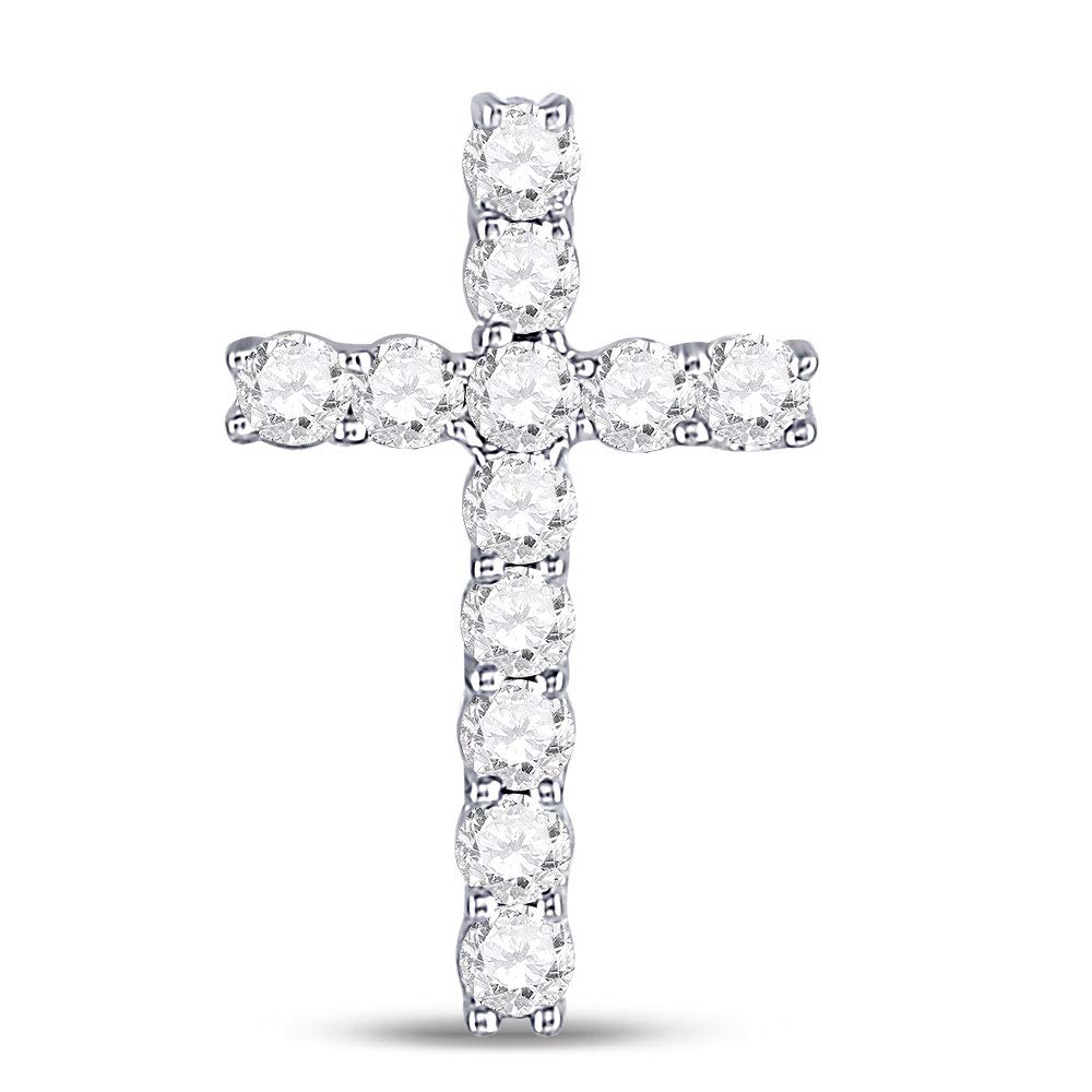 10K White Gold Women's Round Diamond Religious Cross Pendant Necklace - 1/5 CTTW - Perfect for Church, Baptism, First Communion & Everyday Faith Jewelry