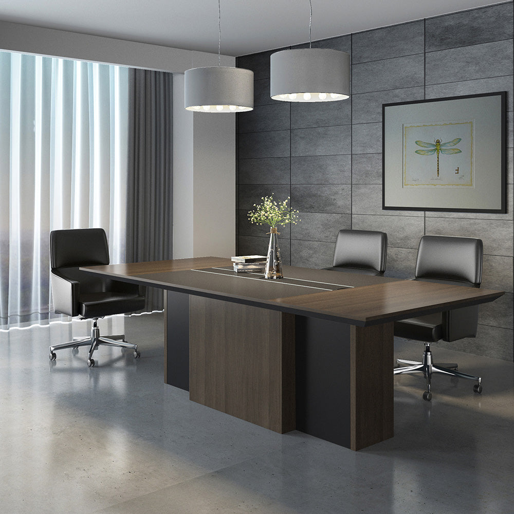 CARTER Boardroom Conference Table 2.4M (8ft) - Modern Office Furniture in Coffee & Charcoal Finish - Perfect for Corporate Meetings and Executive Offices