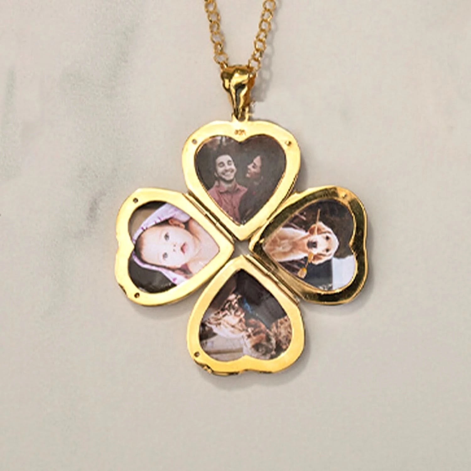 Gold Heart Charm Locket with 4 Photo Compartments - Perfect for Valentine's Gifts, Anniversary Presents & Keepsake Jewelry