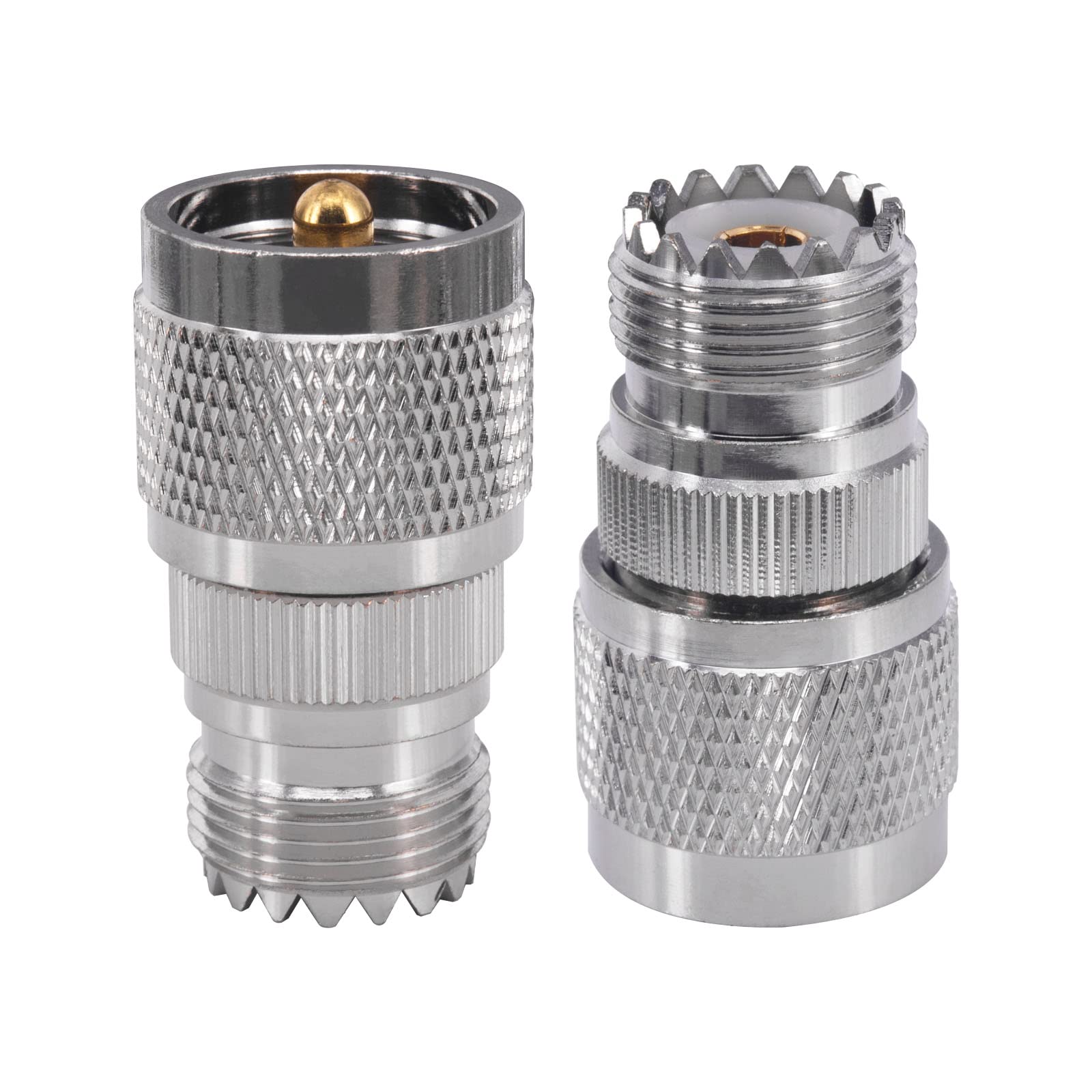 Boobrie UHF Male to Female Coax Connector PL259 to SO239 CB Radio Adapter - RF Coaxial Cable Connectors for Ham Radio, Two Way Radio, Amateur & Marine VHF Radio - Pack of 2 - Perfect for Antenna Installations & Radio Communication Setups