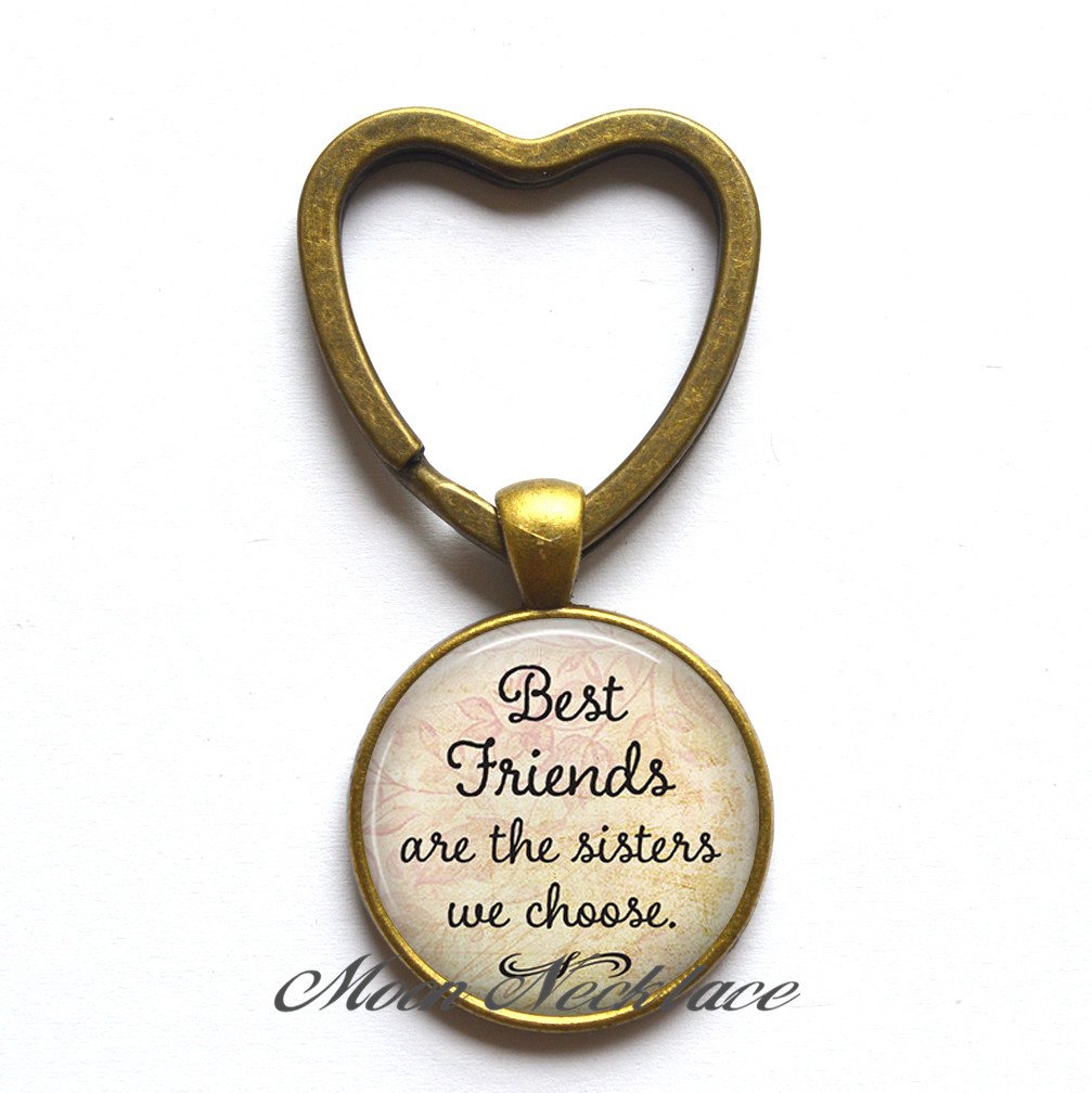 Charming Heart Keychain for Best Friends - Elegant & Dainty Friendship Jewelry Key Ring with Inspirational Quote 