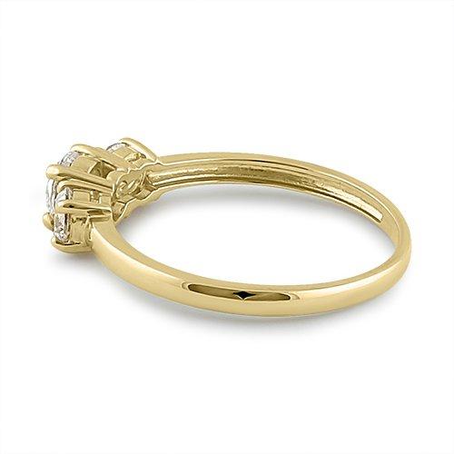 14K Yellow Gold Triple Round Cut Cubic Zirconia Engagement Ring for Women - Elegant Wedding, Promise, Anniversary Jewelry Gift