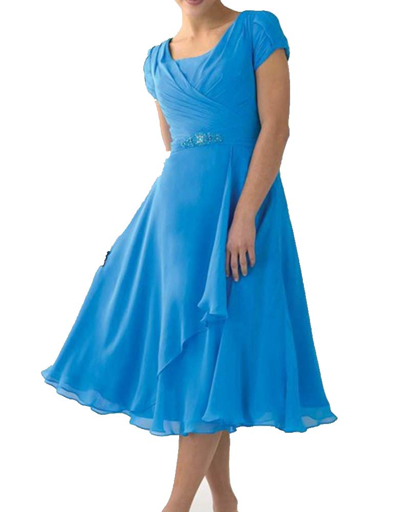 Elegant Chiffon Mother of The Bride Dress Tea Length for Women - Perfect for Weddings, Parties & Special Occasions 2020