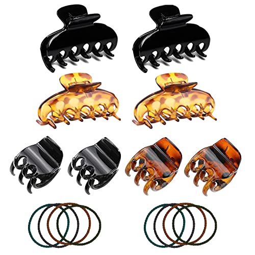 Strong Hold Hair Claw Clips for Women - Non-Slip Large Tortoise & Banana Hair Clips for Thick or Thin Hair (8 Pack, 4 Colors) - Perfect for Workouts, Office & Everyday Hairstyles