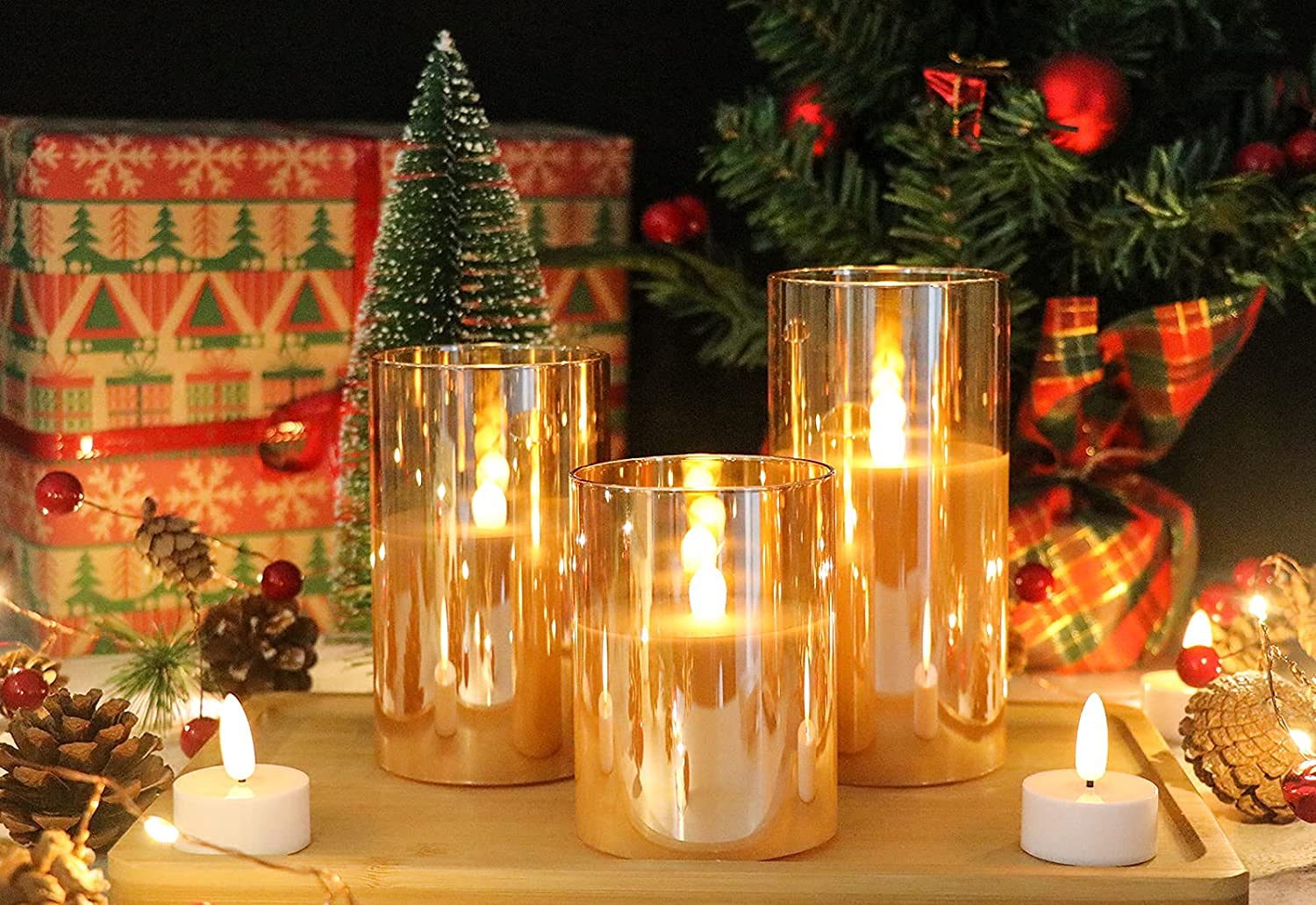 Premium Flameless LED Candles with Timer & Remote - Real Wax Warm Flickering Lights for Wedding, Home Decor, Party & Holiday (Set of 3) - Battery Operated Safe Candles for Centerpieces, Fireplace & Romantic Ambiance
