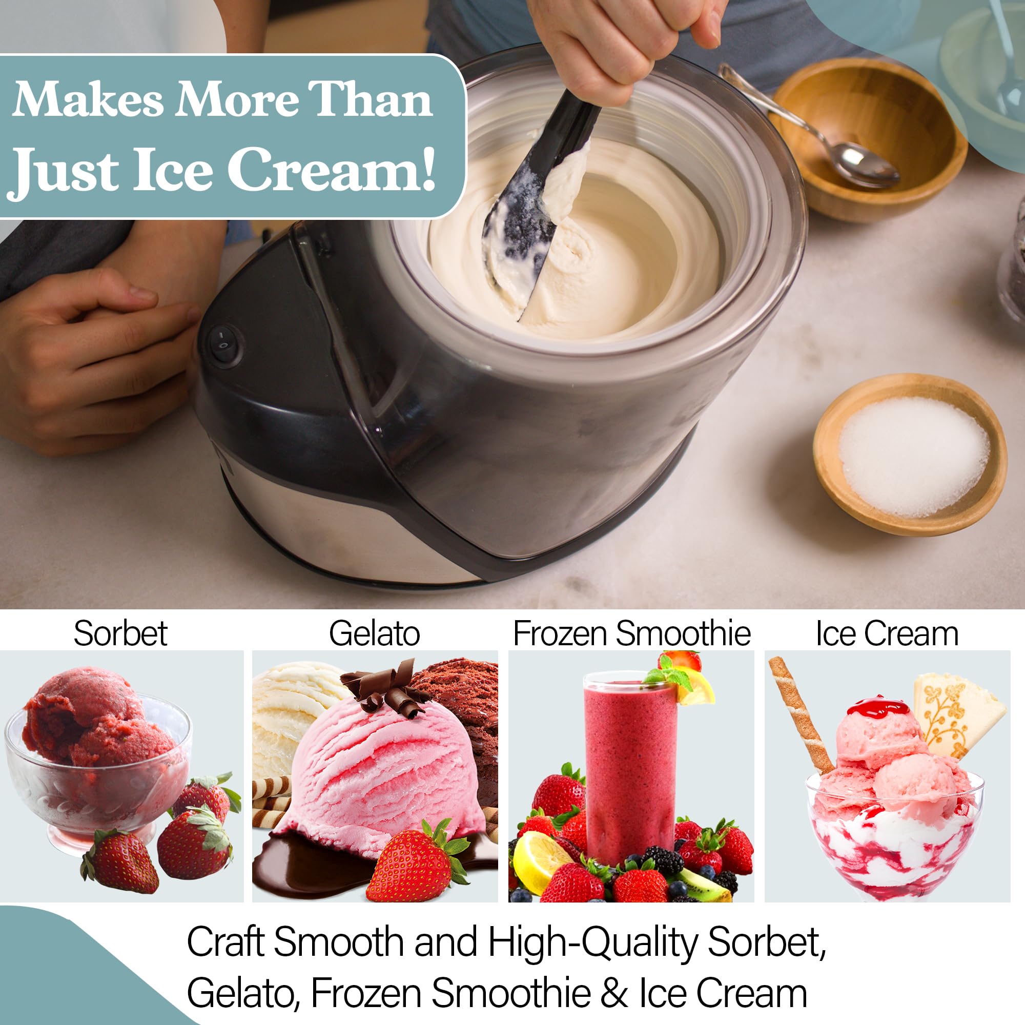 Tern Craft Ice Cream Maker Machine - Electric Homemade Ice Cream, Gelato & Frozen Custard Maker with 2-Pint Freezer Bowls | Perfect for Parties, Family Desserts & Summer Treats