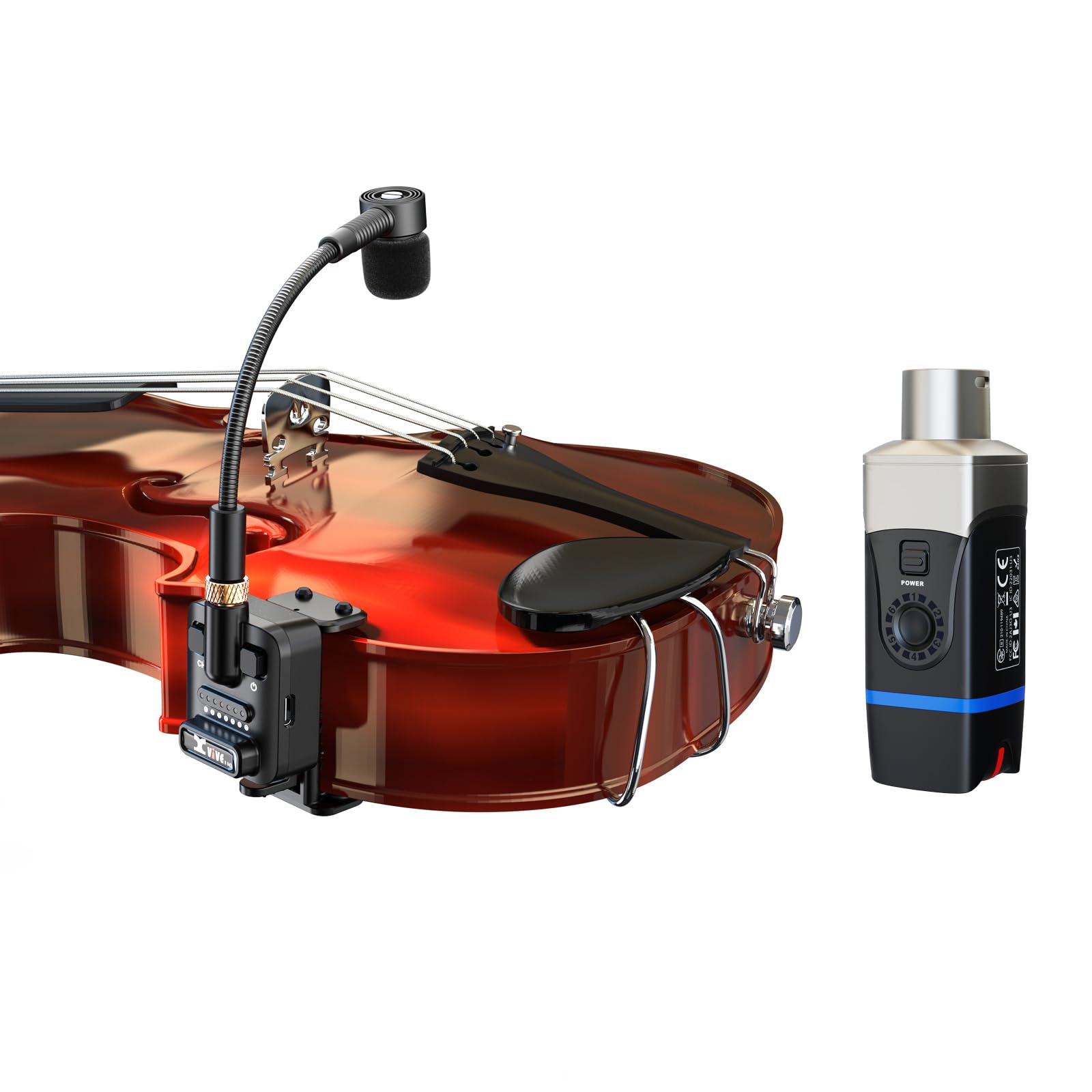 Xvive U9 2.4GHz Wireless Microphone System for Violin, Viola & Mandolin - Professional Instrument Mic Transmitter & Receiver for Live Performances & Studio Recording
