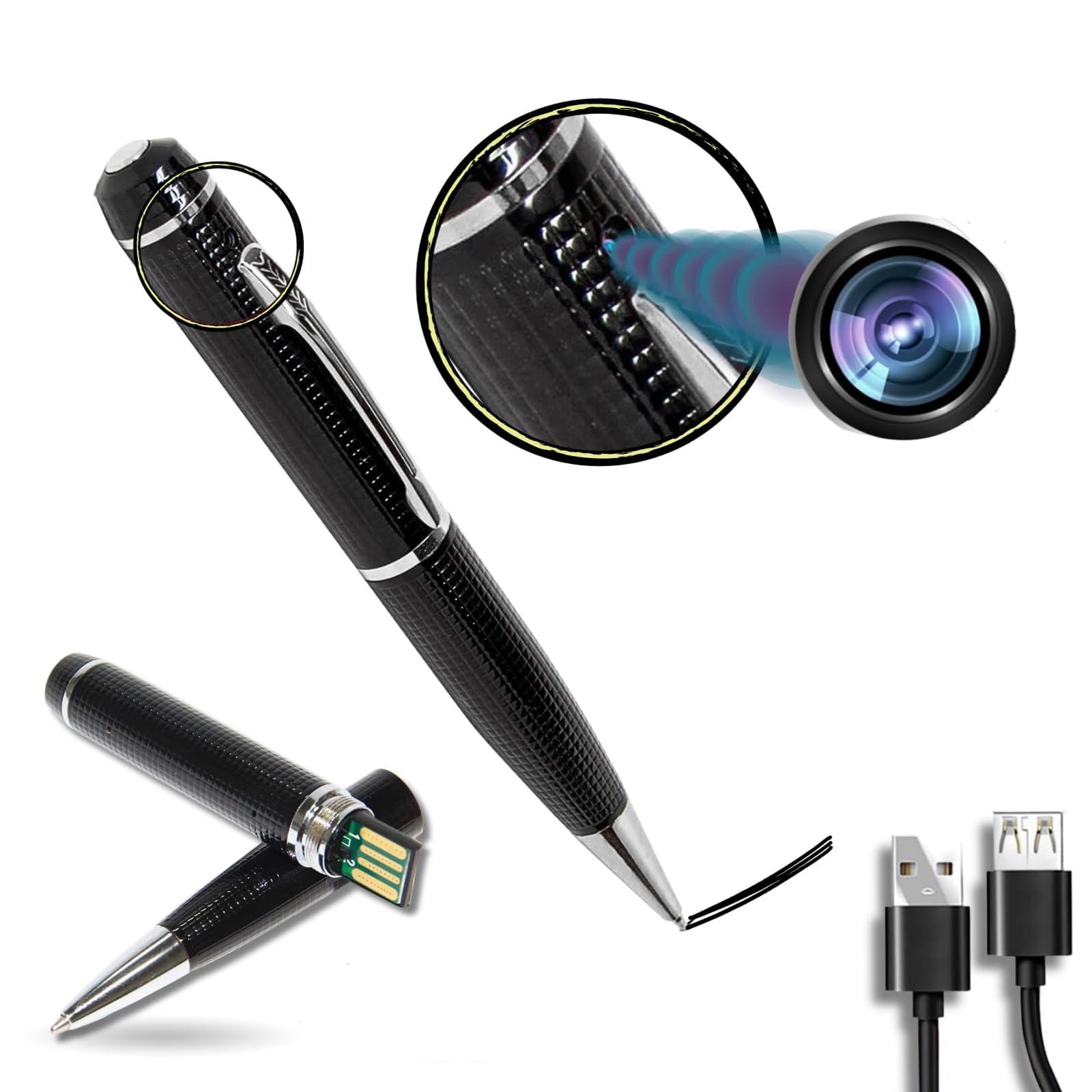 Spy Camera Pen - 1080P HD Hidden Camera with Loop Recording, No Audio - Portable Pocket Video Recorder for Business Meetings, Classroom Study, Home Security & Covert Surveillance