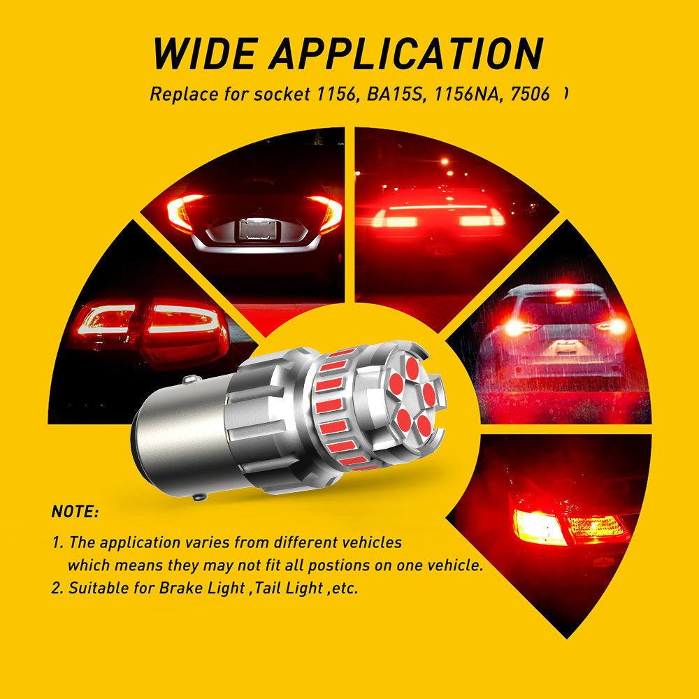 1156 LED Bulb - Super Bright Red Brake Tail Light Replacement Bulbs, Instant On No Delay - Perfect for Cars, Trucks, Motorcycles & RVs