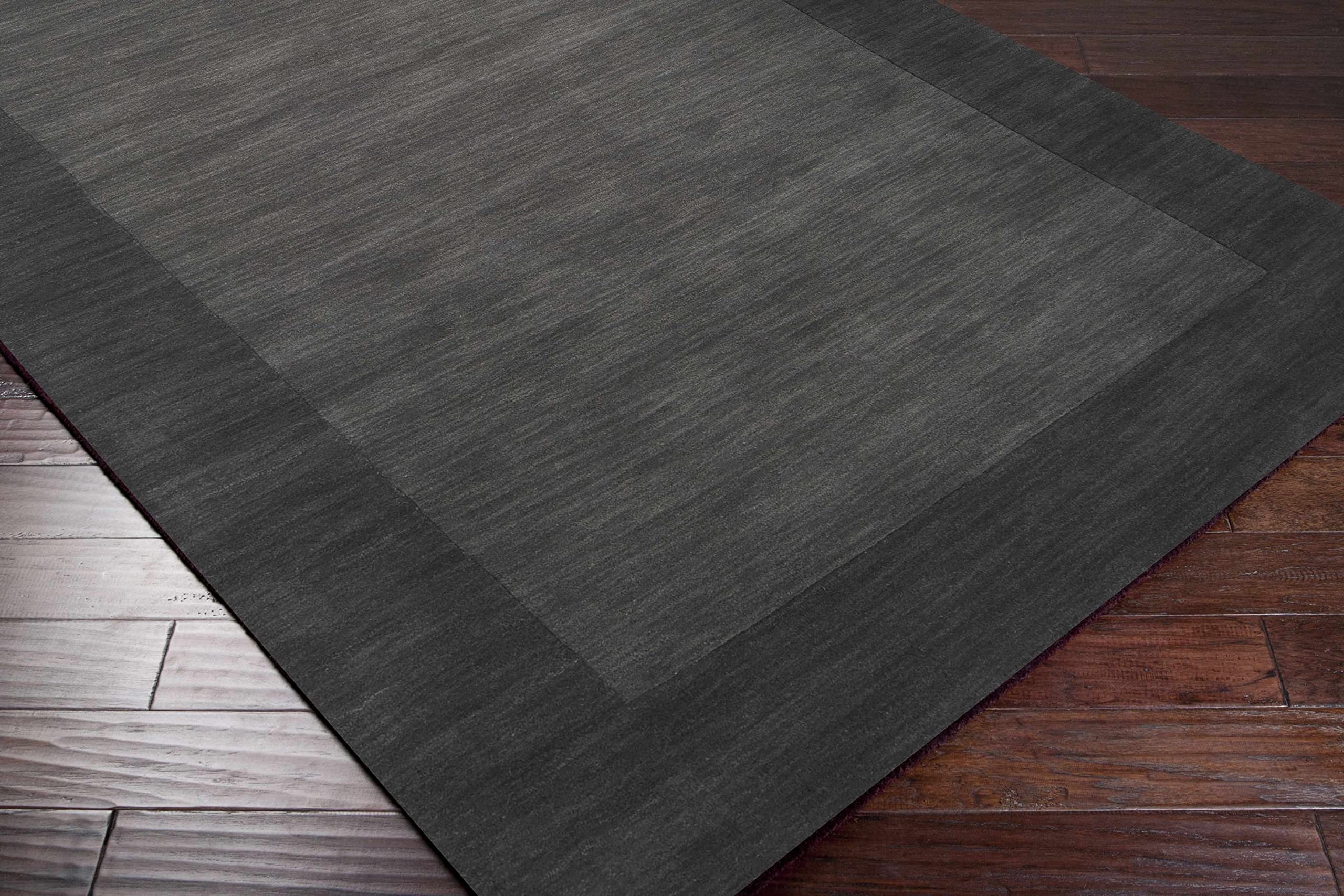 Premium Hauteloom Talmage Wool Runner Rug for Hallway & Kitchen - Solid Border Design in Gray & Black - 2'6