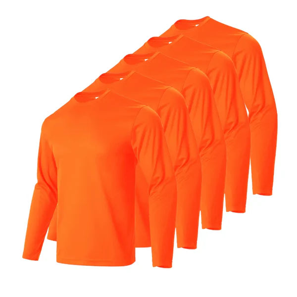 5 Pack Men's Long Sleeve T-Shirts - Soft Cotton Crew Neck Casual Shirts for Everyday Wear | Office, Gym, Travel & Outdoor Activities