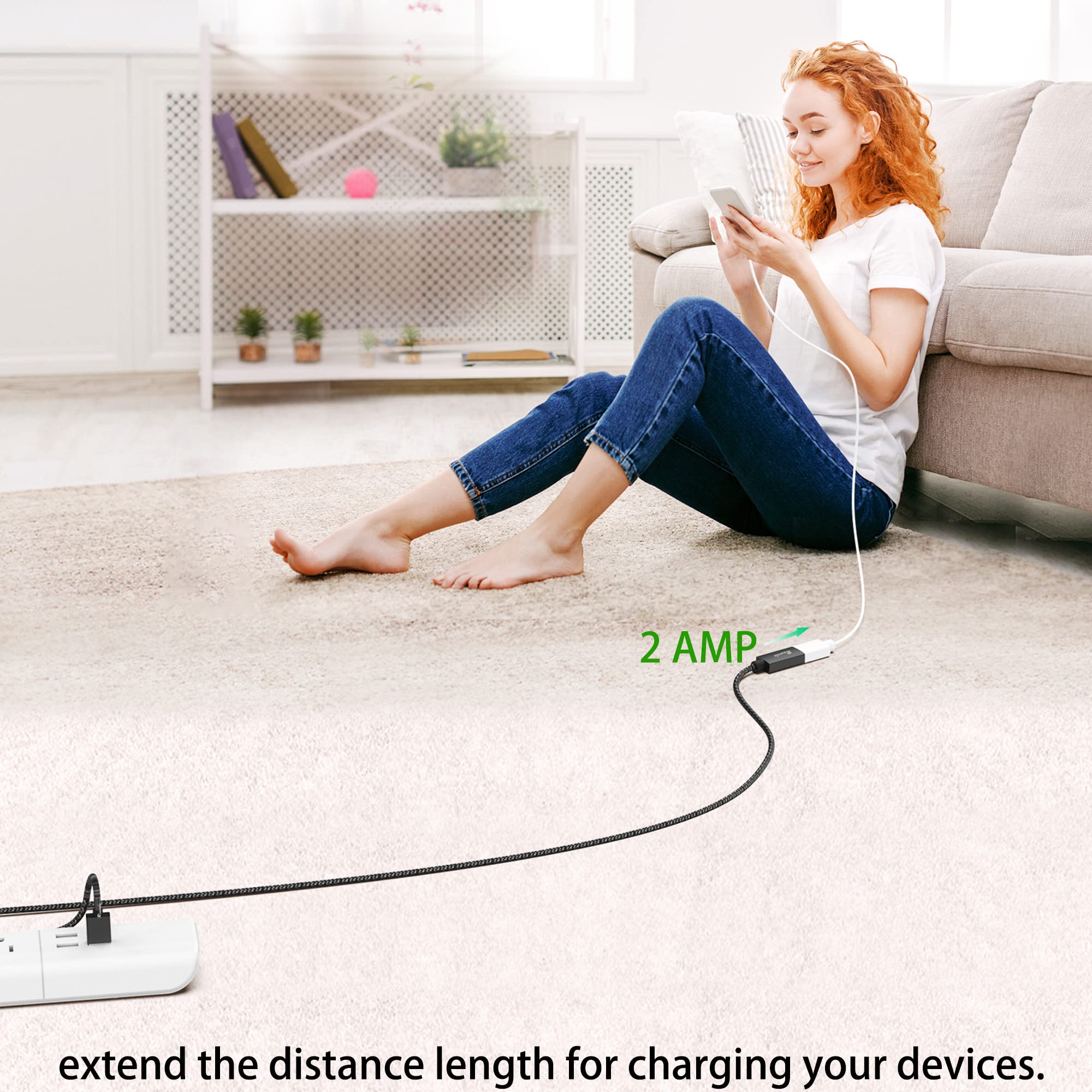 12 ft USB 3.0 Extension Cable - SuperSpeed USB A Male to Female Extension Cord with 22 AWG Braided Shield - Perfect for Home Office, Gaming Setup & Media Streaming