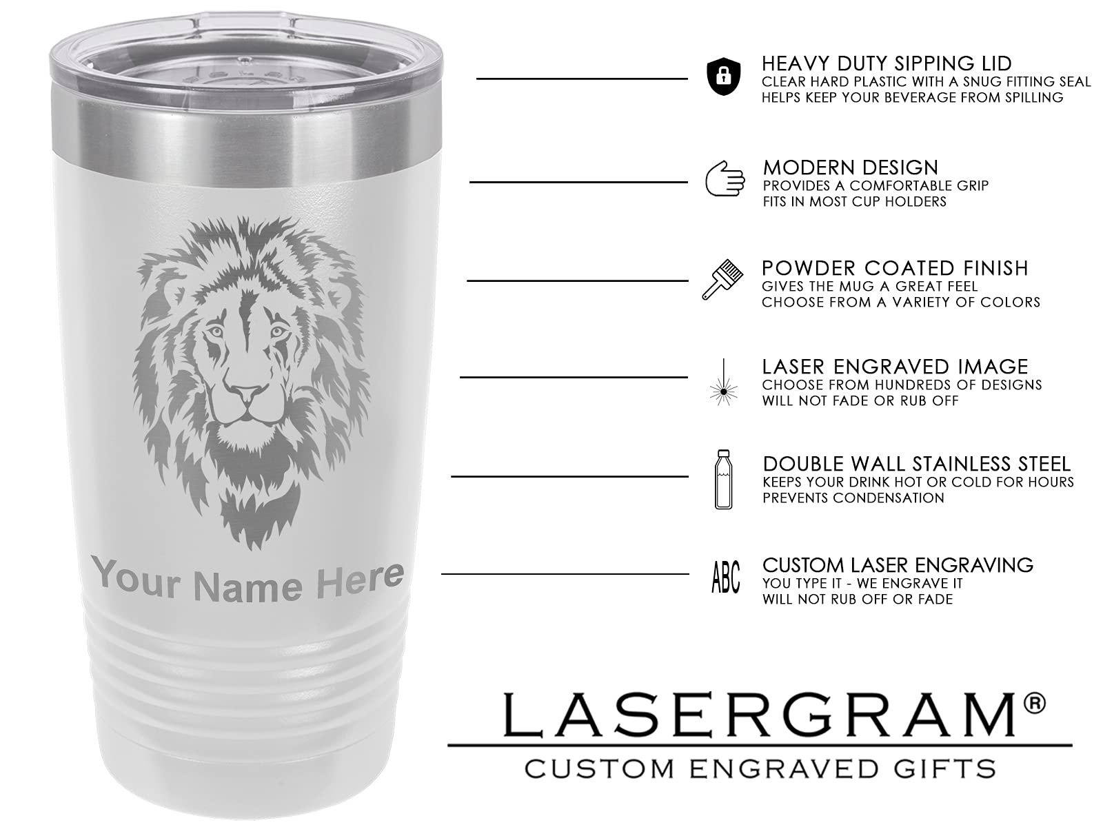 LaserGram 20oz Vacuum Insulated Stainless Steel Tumbler Mug - Custom Engraved Old Farm Tractor Design, Leakproof & Sweatproof, Keeps Drinks Hot/Cold for Hours - Perfect for Coffee, Tea, Outdoor Activities & Gifts (White)