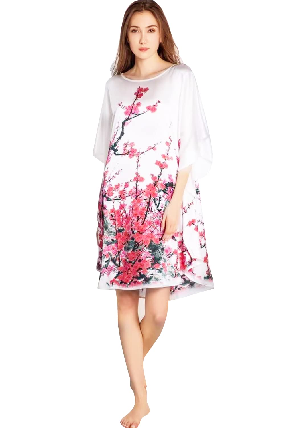 100% Pure Silk Pajamas for Women | Floral Print Silk Kimono Robe & Bathrobe with Doll Sleeves - Perfect for Spa Days, Bridal Showers & Luxury Loungewear
