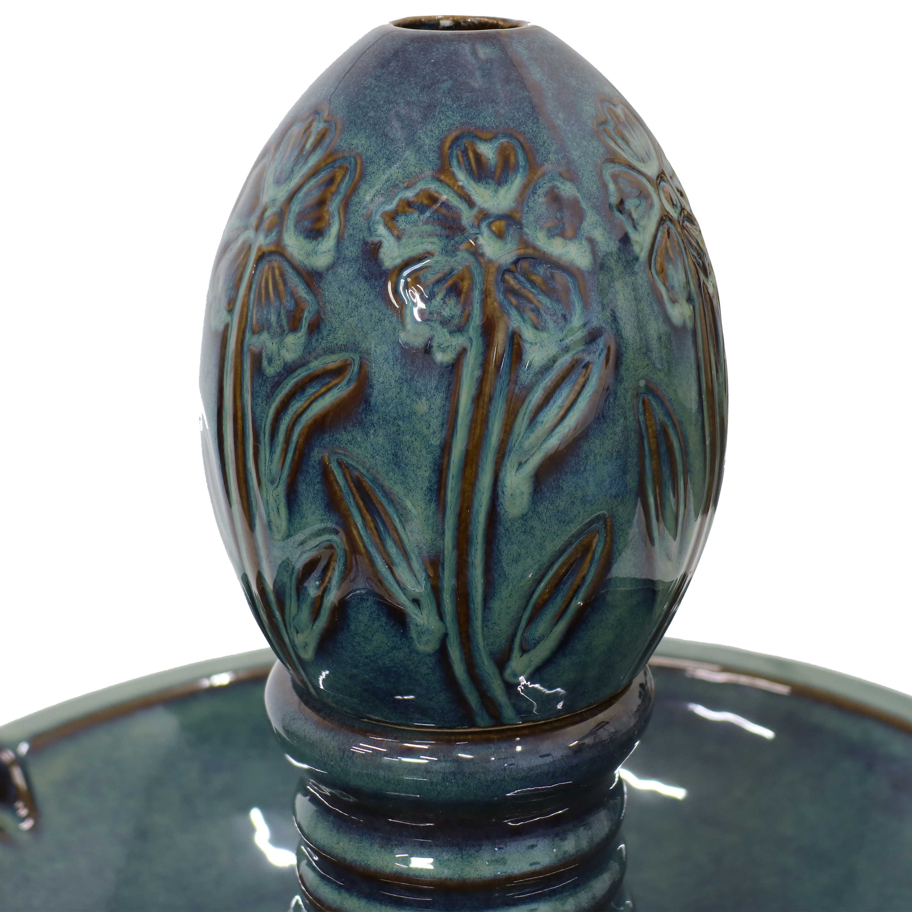 Double Tier Outdoor Ceramic Water Fountain with LED Lights - 38