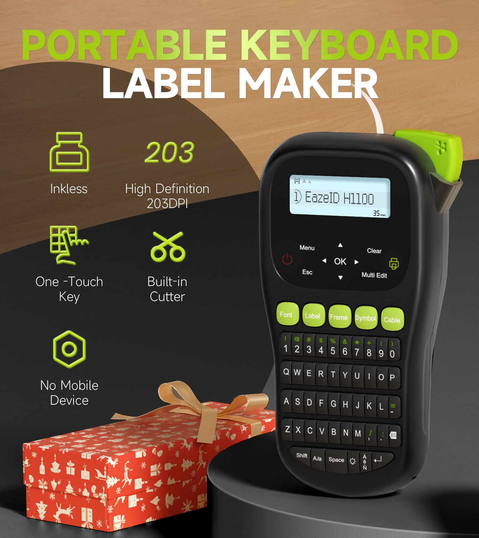 EazelD H1100 Industrial Label Maker - Portable Handheld Label Printer with Keyboard & Backlit LCD Screen for Cable, Wire, Office & Home Organization - Perfect for Electrical Panels, Network Cables & Storage Bins