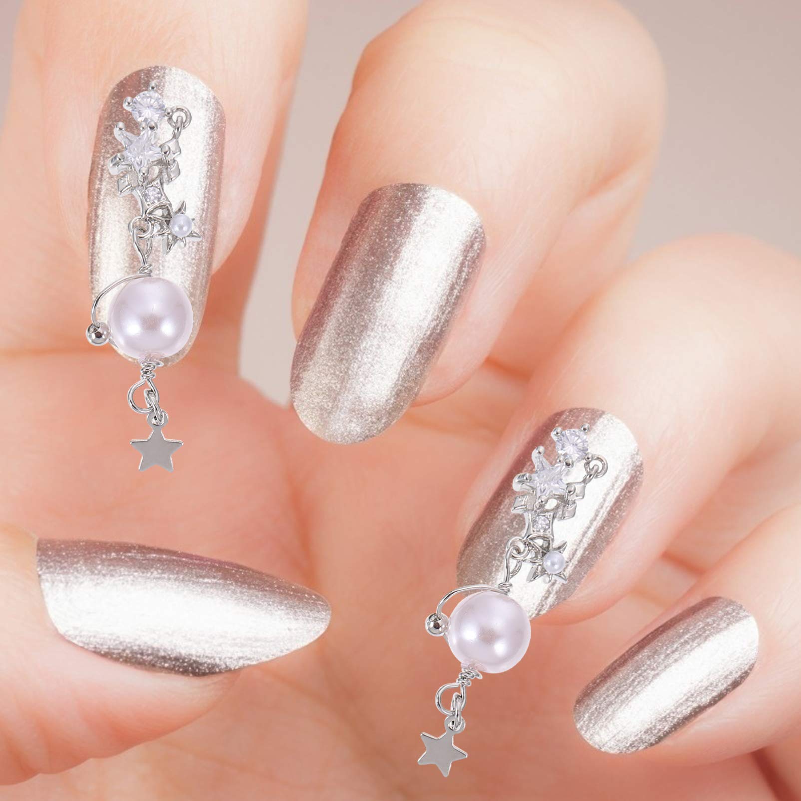 Beaupretty 2PCS Nail Art Pearl Chains - Creative Delicate Nail Decorations for DIY Manicure, Wedding & Party Nail Designs