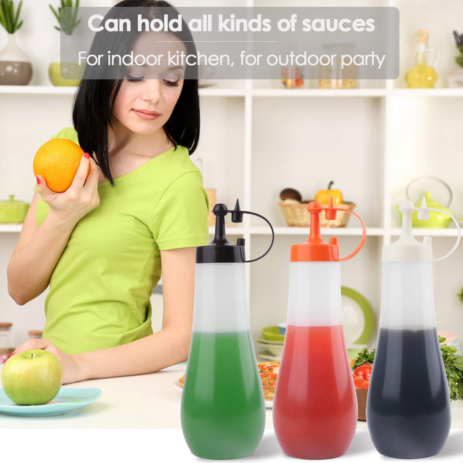 Premium 12oz Plastic Condiment Squeeze Bottles - Pack of 3 | Leak-Proof Kitchen Sauce Dispenser for Ketchup, Mustard, Syrup & Salad Dressing | Ideal for Restaurants, BBQs, Pancake Art & Home Cooking
