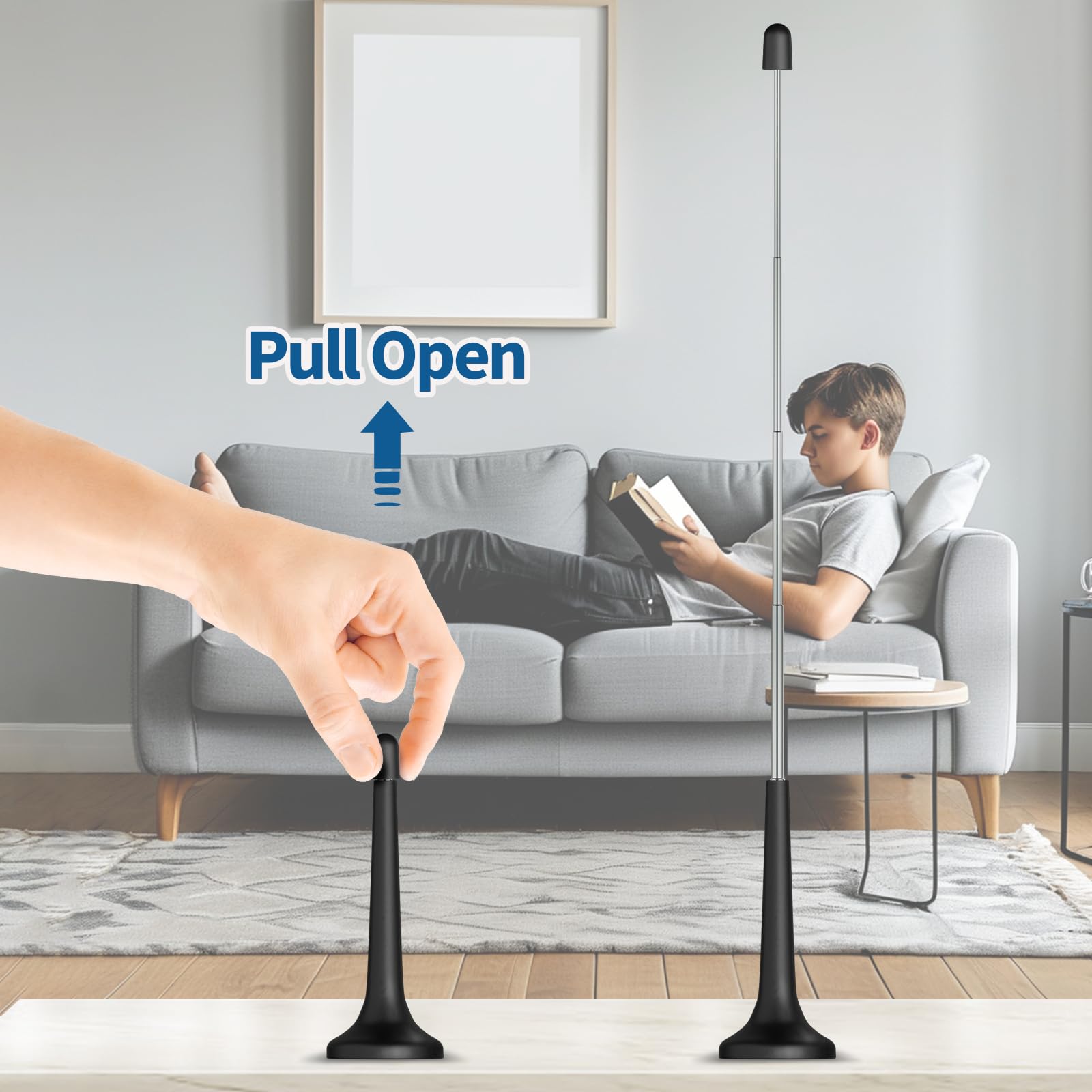 Bingfu DAB/FM Radio Antenna - 75 Ohm F Plug Digital Indoor Telescopic Aerial with Magnetic Base, 3Meter Extension Cable & 4 Adapters Kit - Compatible with Denon, Pioneer, Marantz - Perfect for Home, Office, and Car Audio Systems