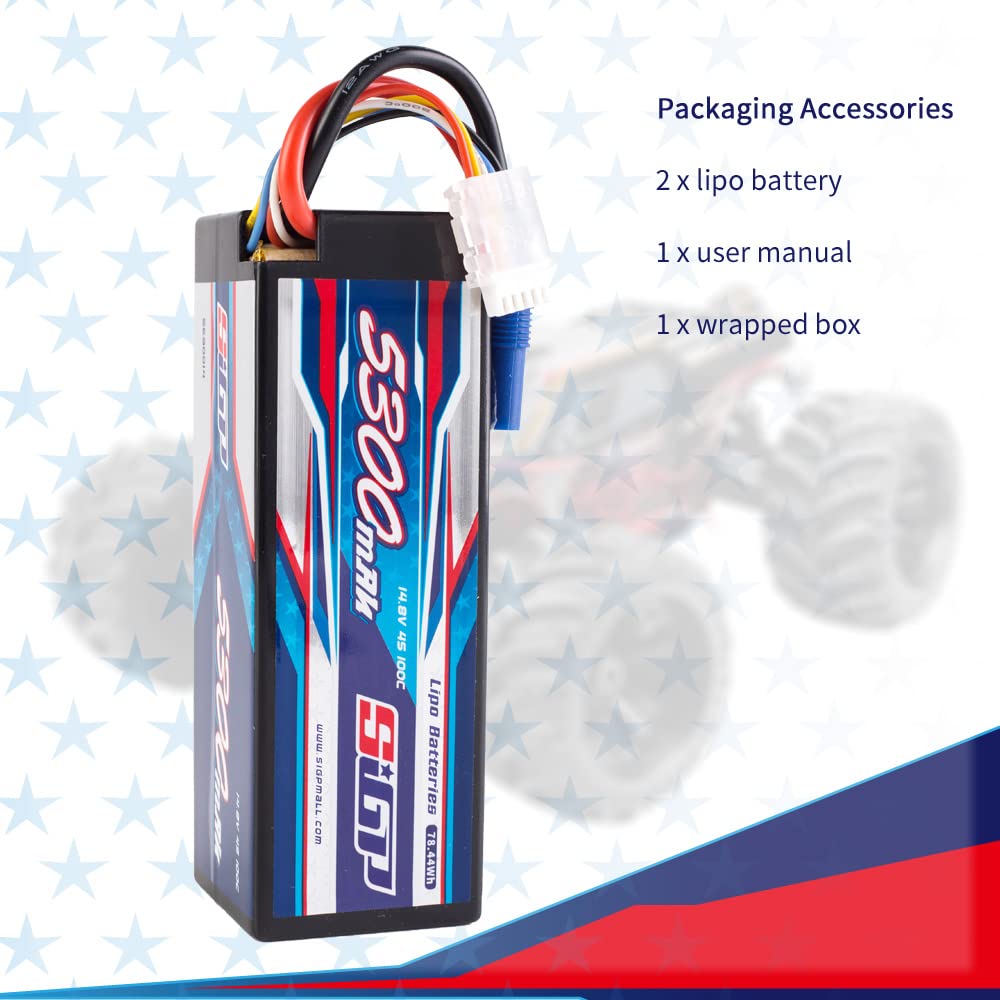 2S Lipo Battery 7.4V 5300mAh 100C Hard Case with Deans T Plug - High Performance RC Battery for Car, Truck, Boat, Tank, Buggy Racing - 2 Pack - Perfect for Hobbyists and Competitive Racing Enthusiasts