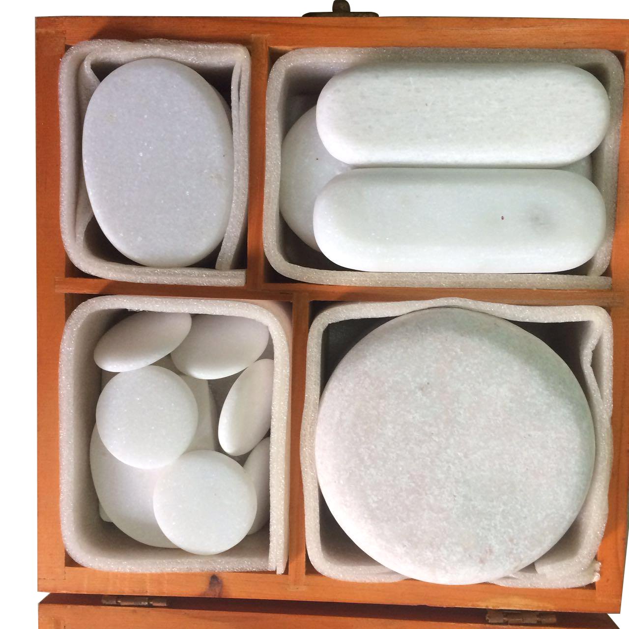 Zabrina 20-Piece Cold Stone Massage Set - Handcrafted Marble Therapy Stones for Spa, Relaxation & Muscle Pain Relief - Perfect for Professional Massage & Home Wellness