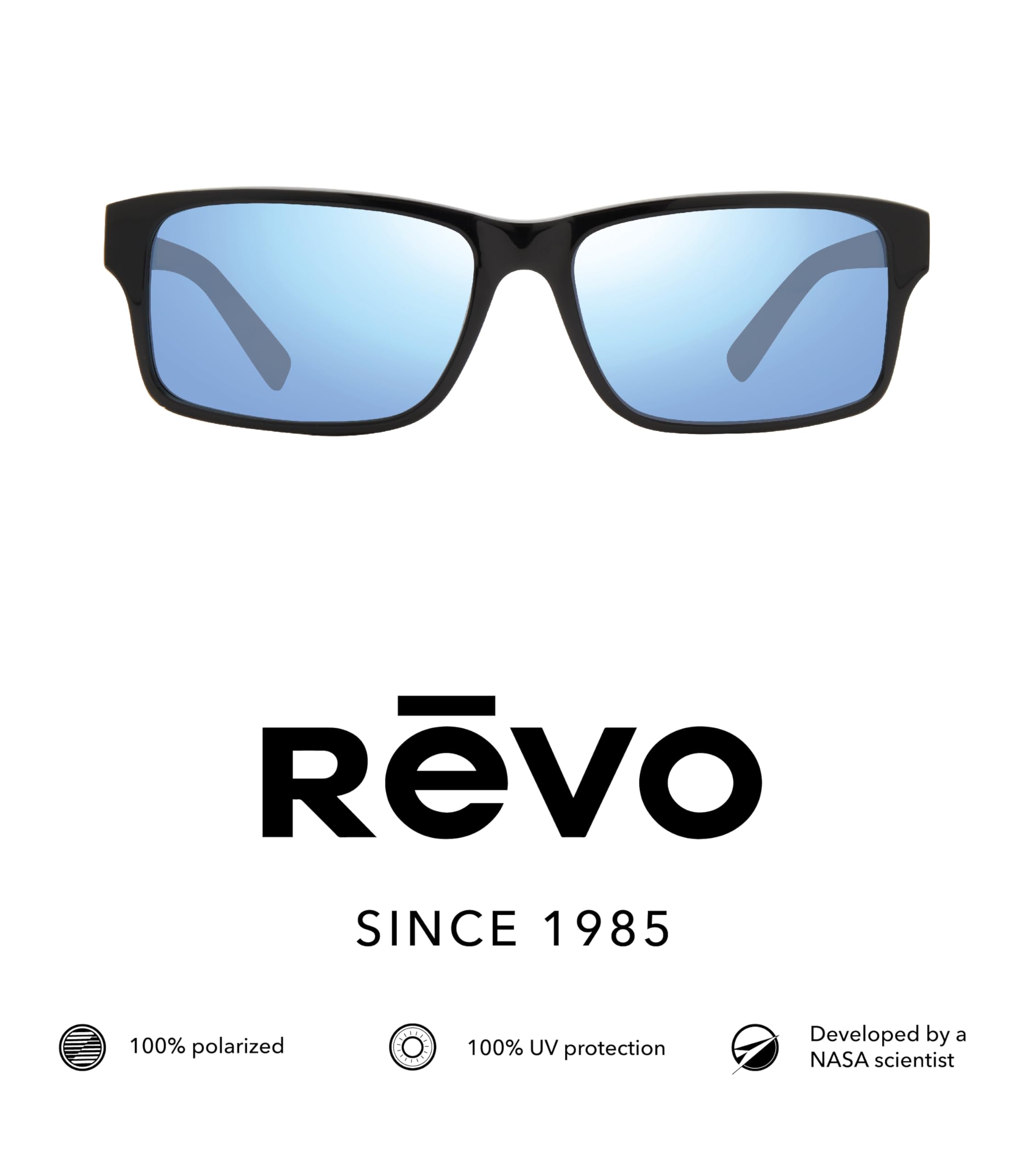 Revo Finley Polarized Sunglasses - Eco-Friendly Rectangle Frame for Men & Women - UV Protection for Driving, Running, Outdoor Activities