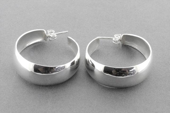 Large Clean Convex Hoop Earrings - Sterling Silver Studs for Women - Perfect for Everyday Wear & Special Occasions