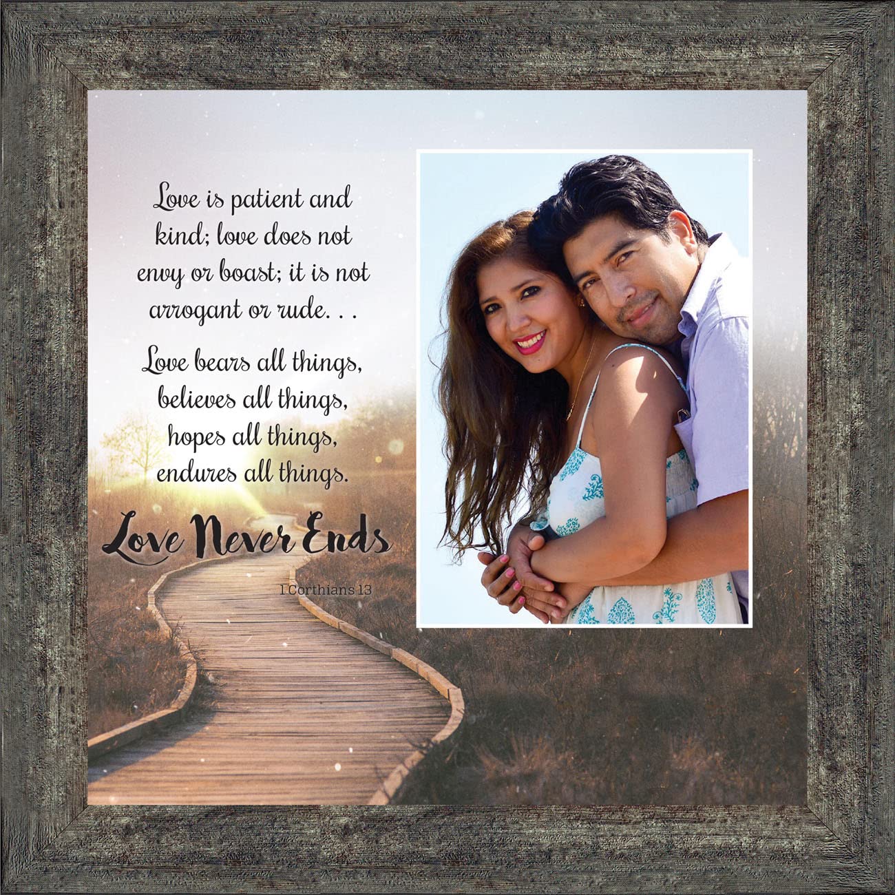 Crossroads Home Décor Love Never Ends - Romantic Picture Frames for Couples, Best Friendship Gifts, Elegant 6360BW Frame for Anniversaries, Weddings & Home Decor