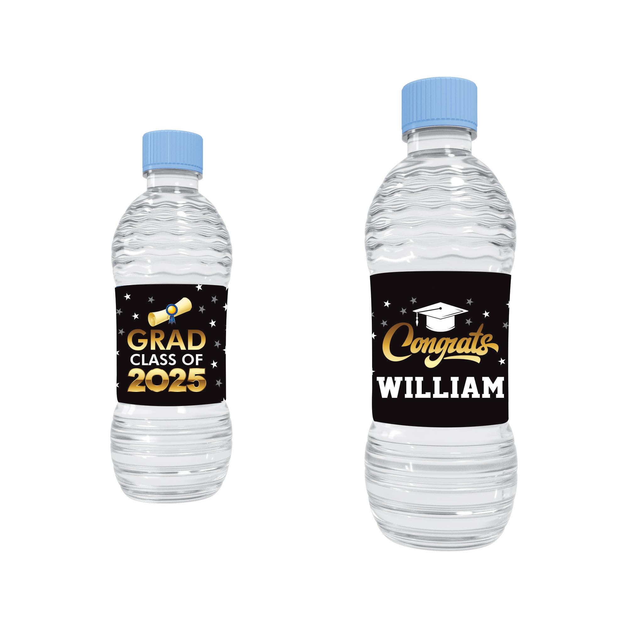 25 Pcs Custom Graduation 2025 Water Bottle Labels - Personalized Class of 2025 Party Decorations, Waterproof Graduation Favors for Tables, Cups & Gifts | Perfect for Graduation Parties, School Events & Celebrations (VP2809)