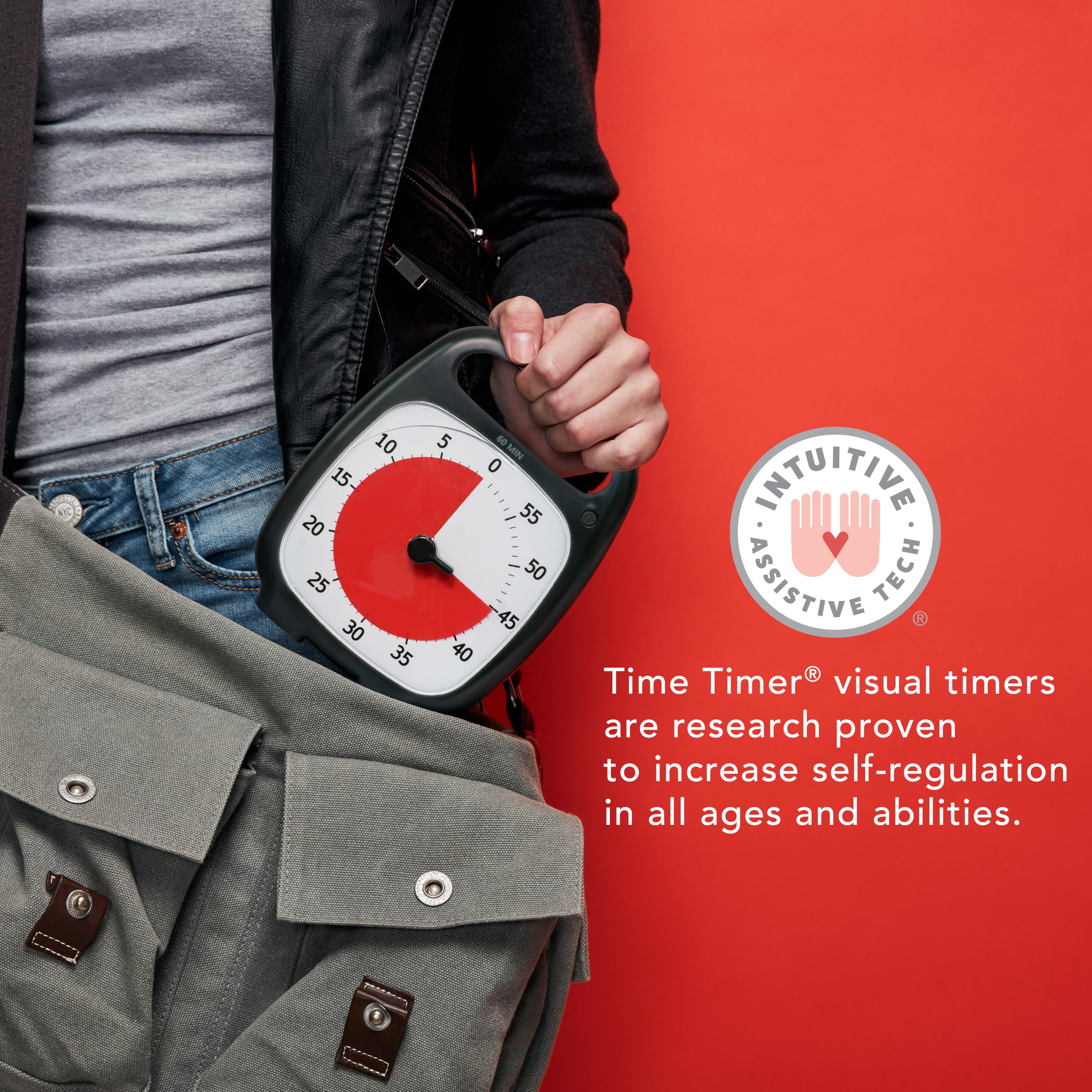 TIME TIMER PLUS 60-Minute Visual Countdown Timer - Silent Operation Desk Clock with Portable Handle for Classroom, Office & Homeschooling - Study Tool & Productivity Aid (Charcoal) | Perfect for Time Management, Focus Sessions & Task Organization