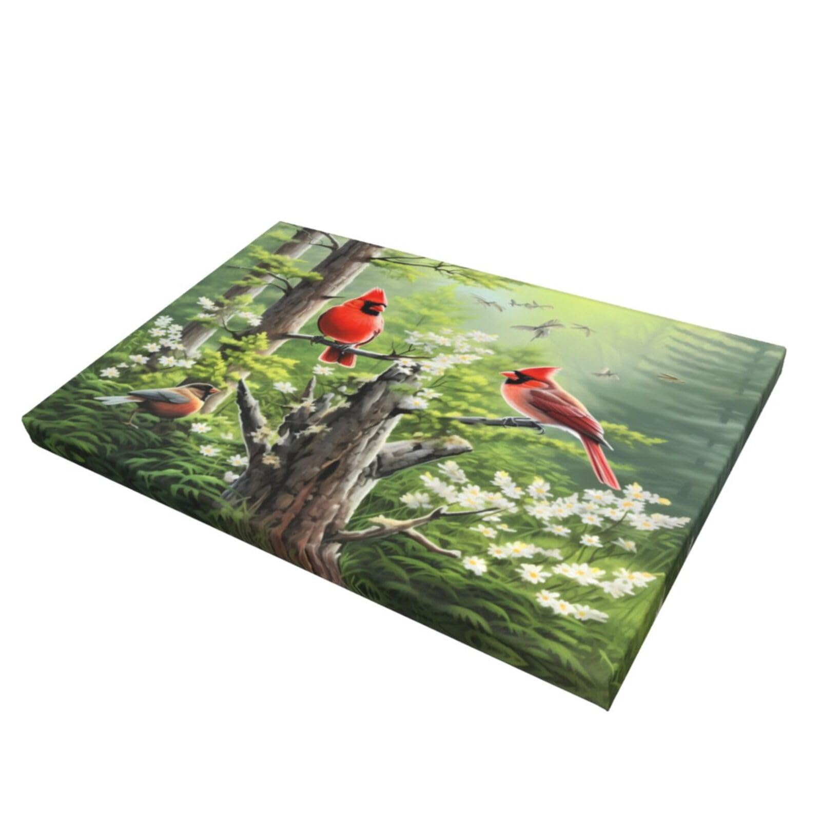 Spring Birds & Sunflowers Canvas Wall Art - Framed Print 12x18 Inches, Ready to Hang - Home Decor for Living Room, Bedroom & Office