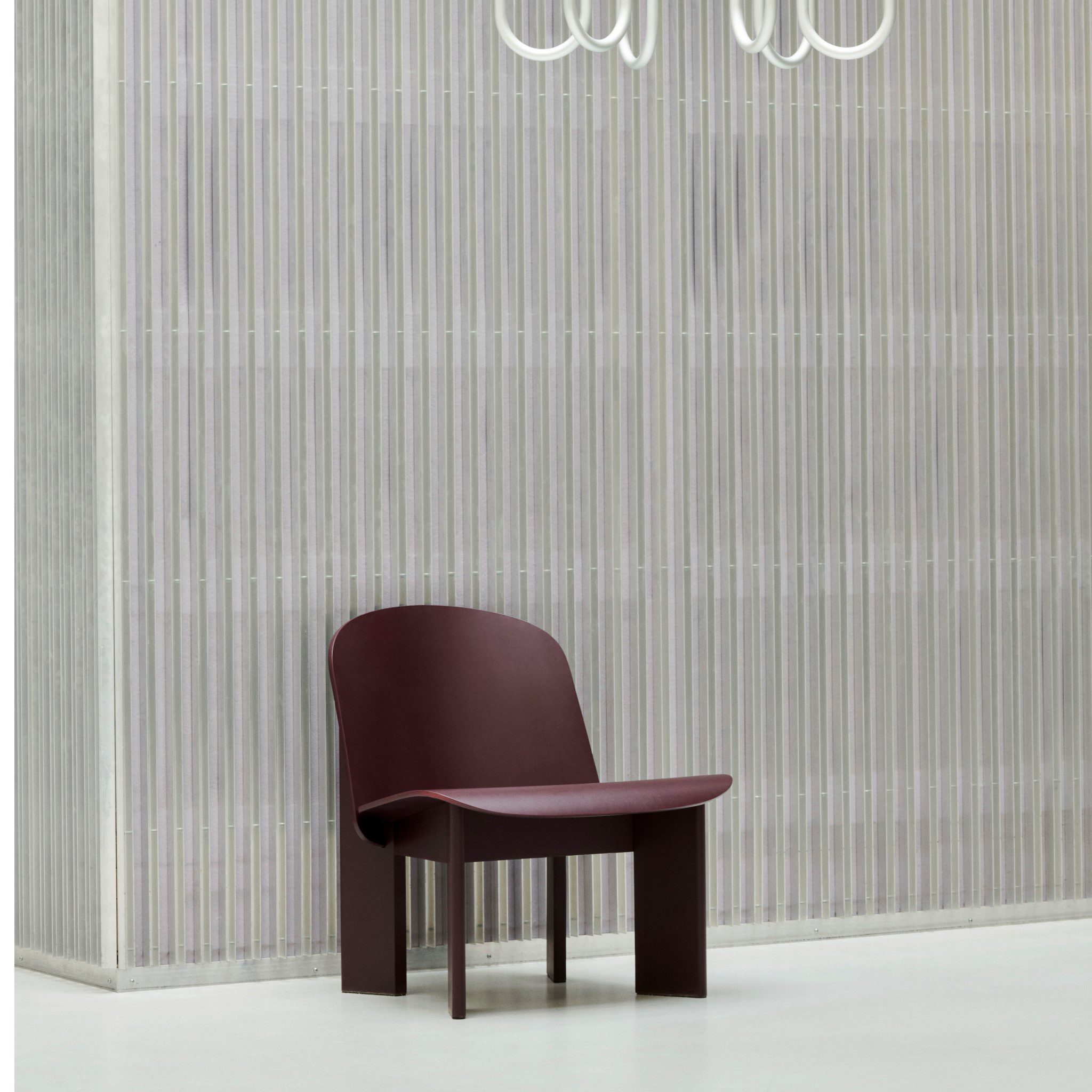 HAY Chisel Lounge Chair in Bordeaux Lacquered Beech - Modern Scandinavian Design for Living Room, Office & Lounge Areas