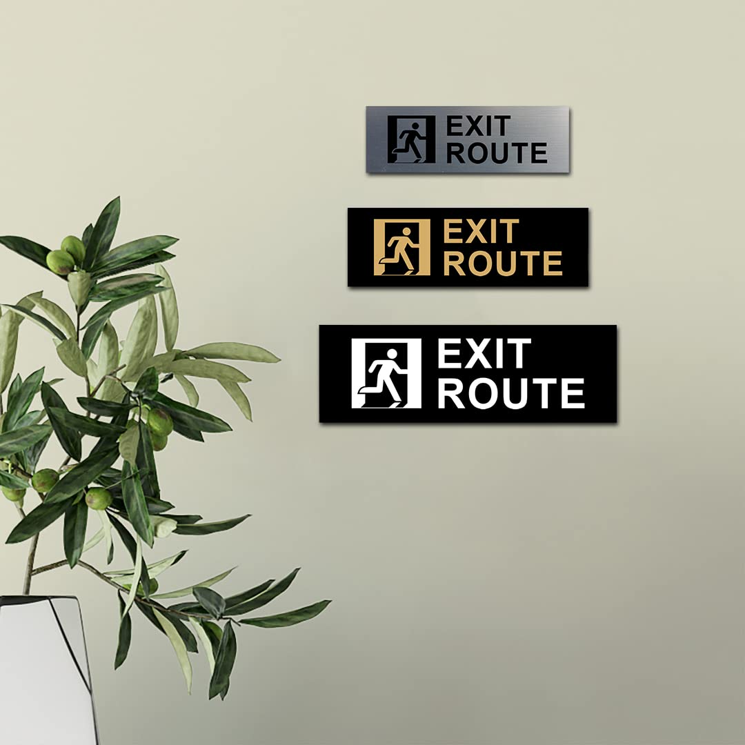 Large Basic Exit Route Sign (White/Red) - OSHA Compliant Emergency Exit Signage for Warehouses, Offices & Public Buildings