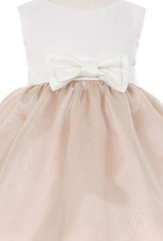 AkiDress Elegant Satin & Organza Bow Accent Dress for Baby Girls & Toddlers - Perfect for Birthday Parties, Photo Shoots & Special Occasions