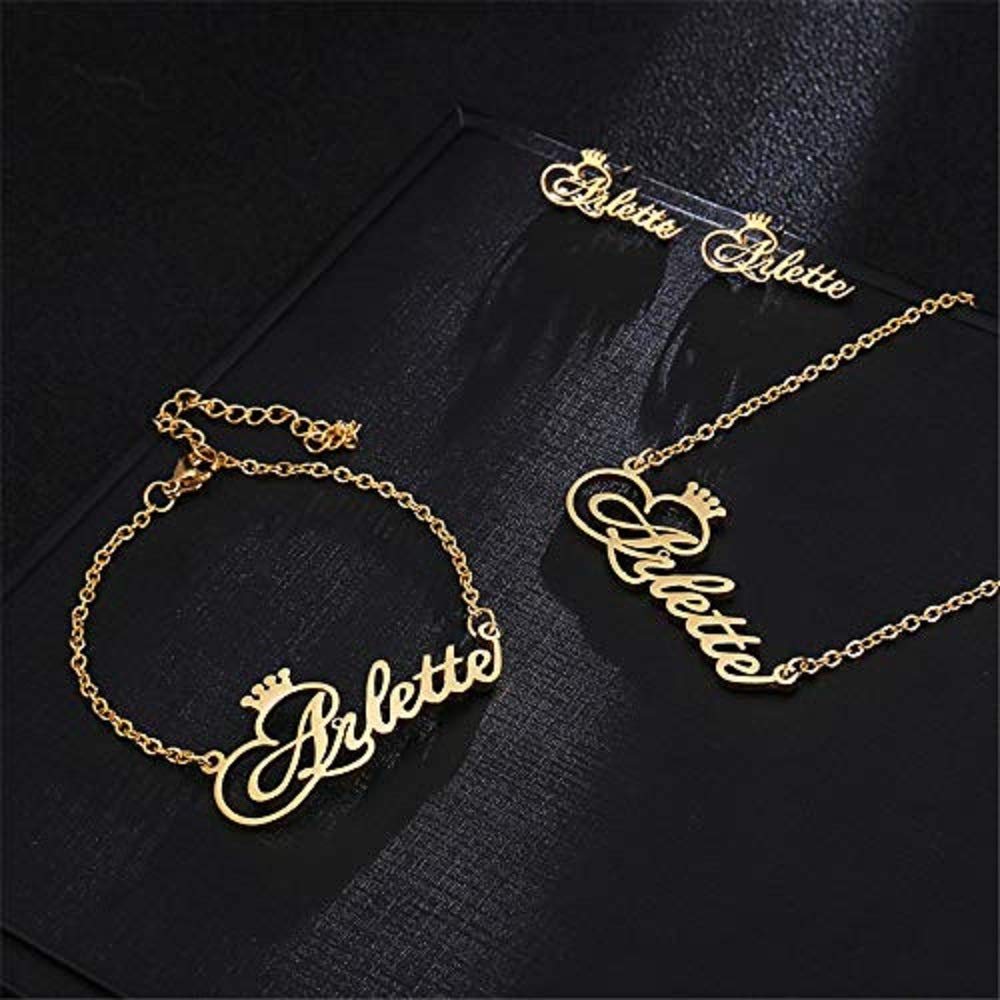 Custom Personalized Name Bracelet & Anklet Set - Stainless Steel Engraved Jewelry Gift for Women - Perfect for Birthdays, Anniversaries & Everyday Wear