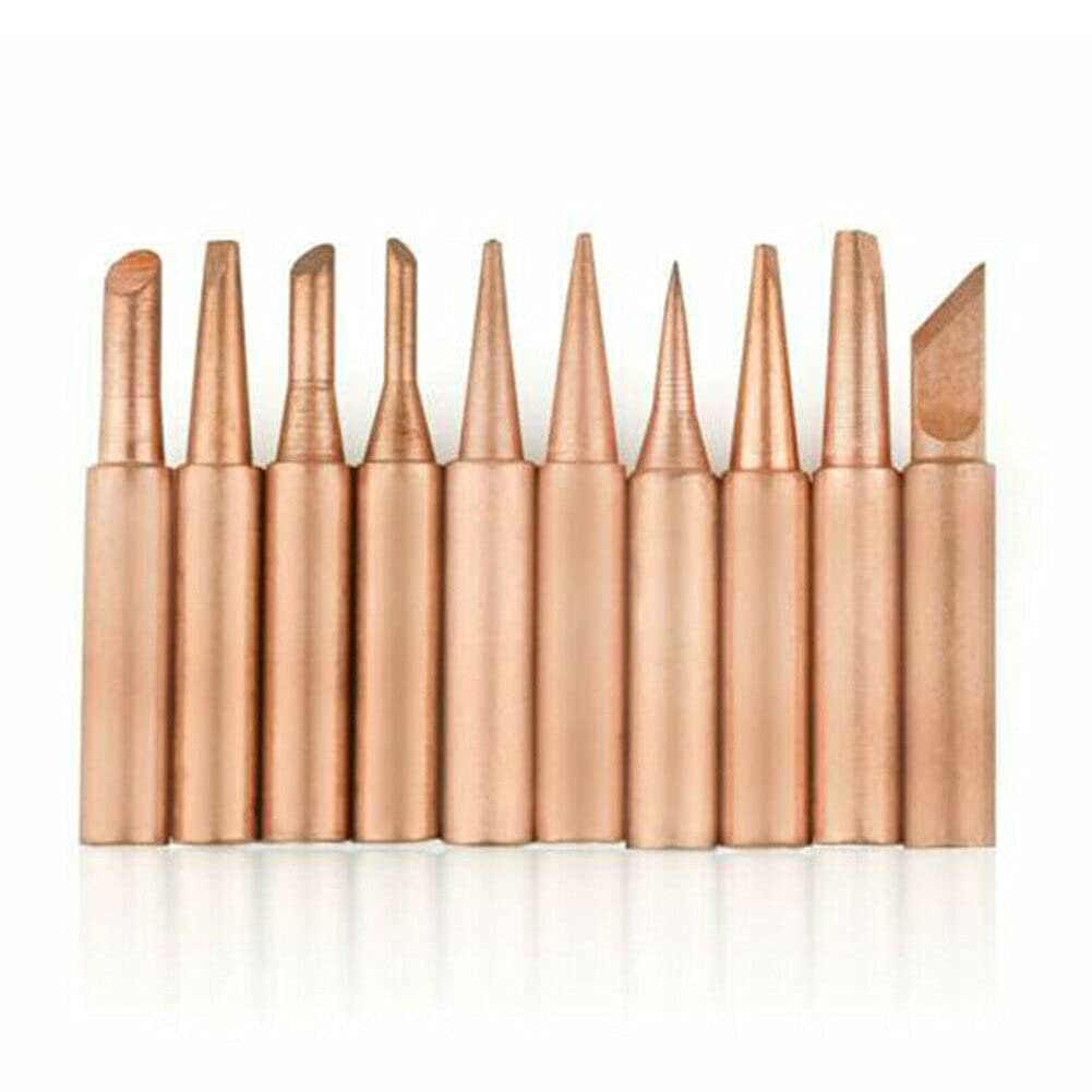 10pcs Pure Copper Soldering Iron Tips Replacement Set for M.C Series - High-Quality Welding Tool Accessories for Electronics Repair and DIY Projects