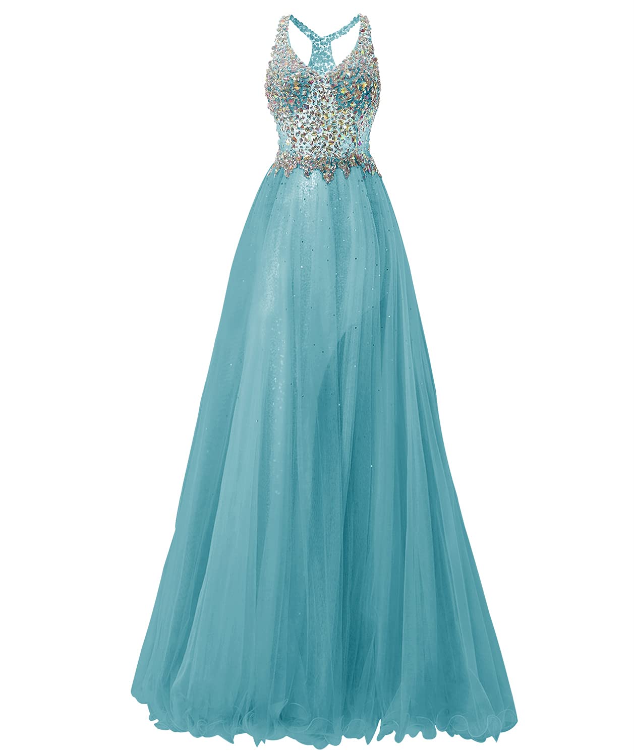 Elegant Beaded Halter Bridesmaid Dresses - Long Sleeveless Tulle Formal Gowns for Evening Parties, Weddings & Special Occasions