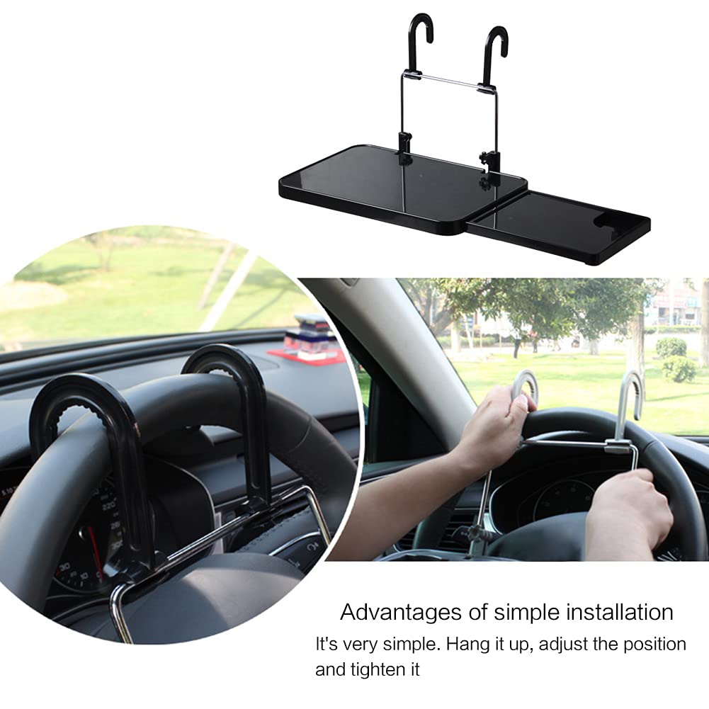 Portable Steering Wheel Desk - Adjustable Car Laptop Stand with Cup Holder | Multifunctional Seat Tray for Working, Eating & Writing | Perfect for Road Trips, Commuting & Remote Work (Standard Edition)
